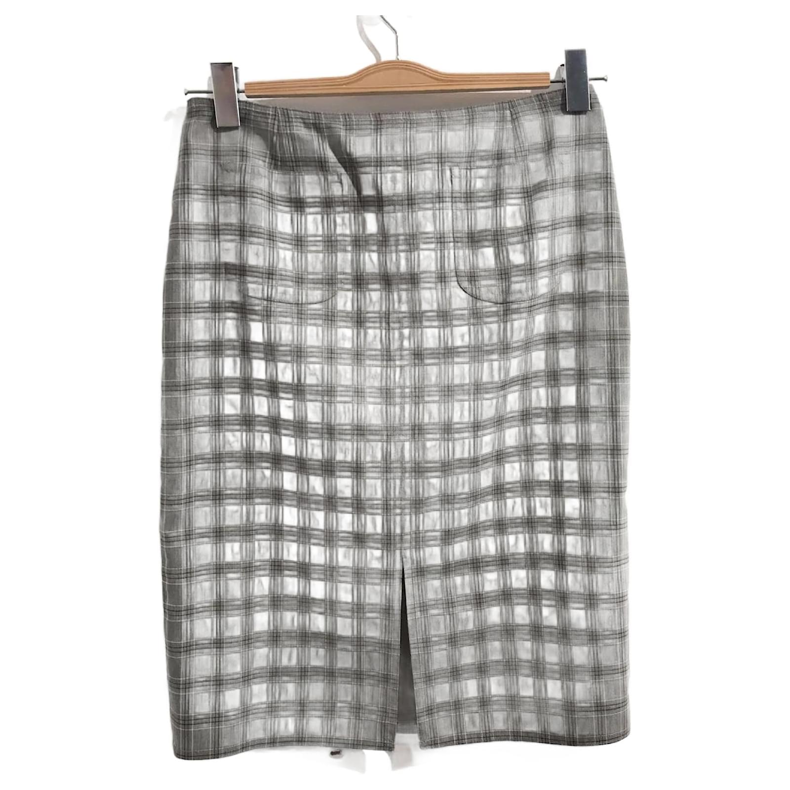Jupe en laine grise, jupe longue en laine pour femme