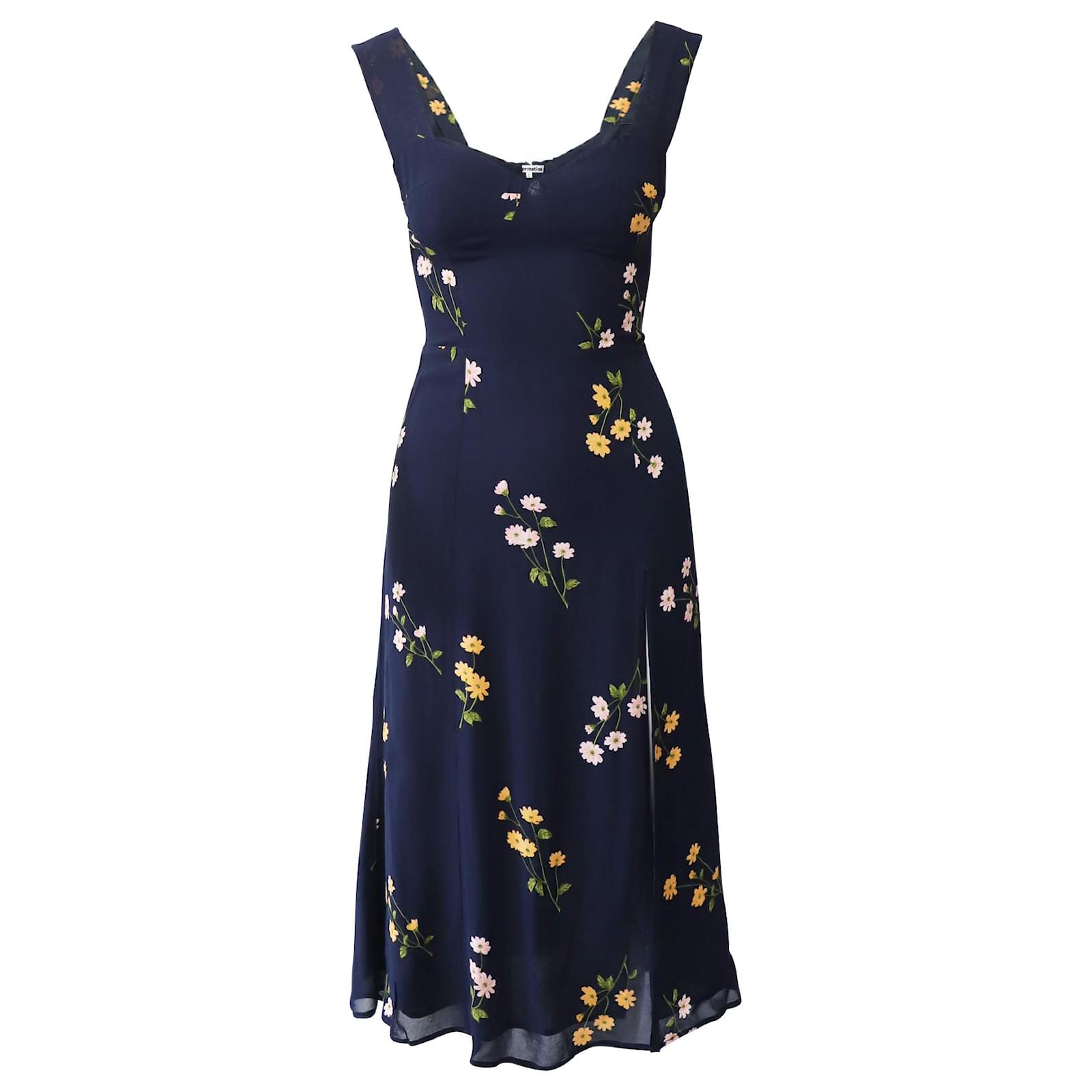 reformation fulton midi dress Vestido Midi Fulton Floral Reformation em viscose com estampa azul marinho  Fibra de celulose ref.JC826367 (Vendido)