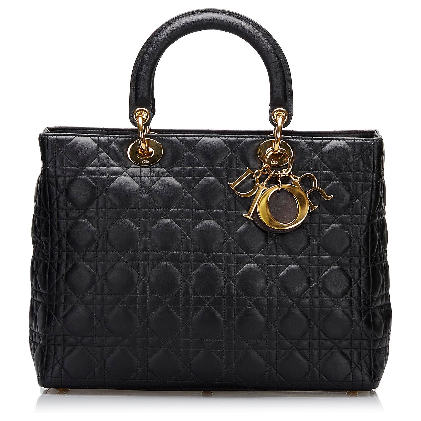 Dior Black Large Cannage Lady Dior Leather ref.826955 - Joli Closet