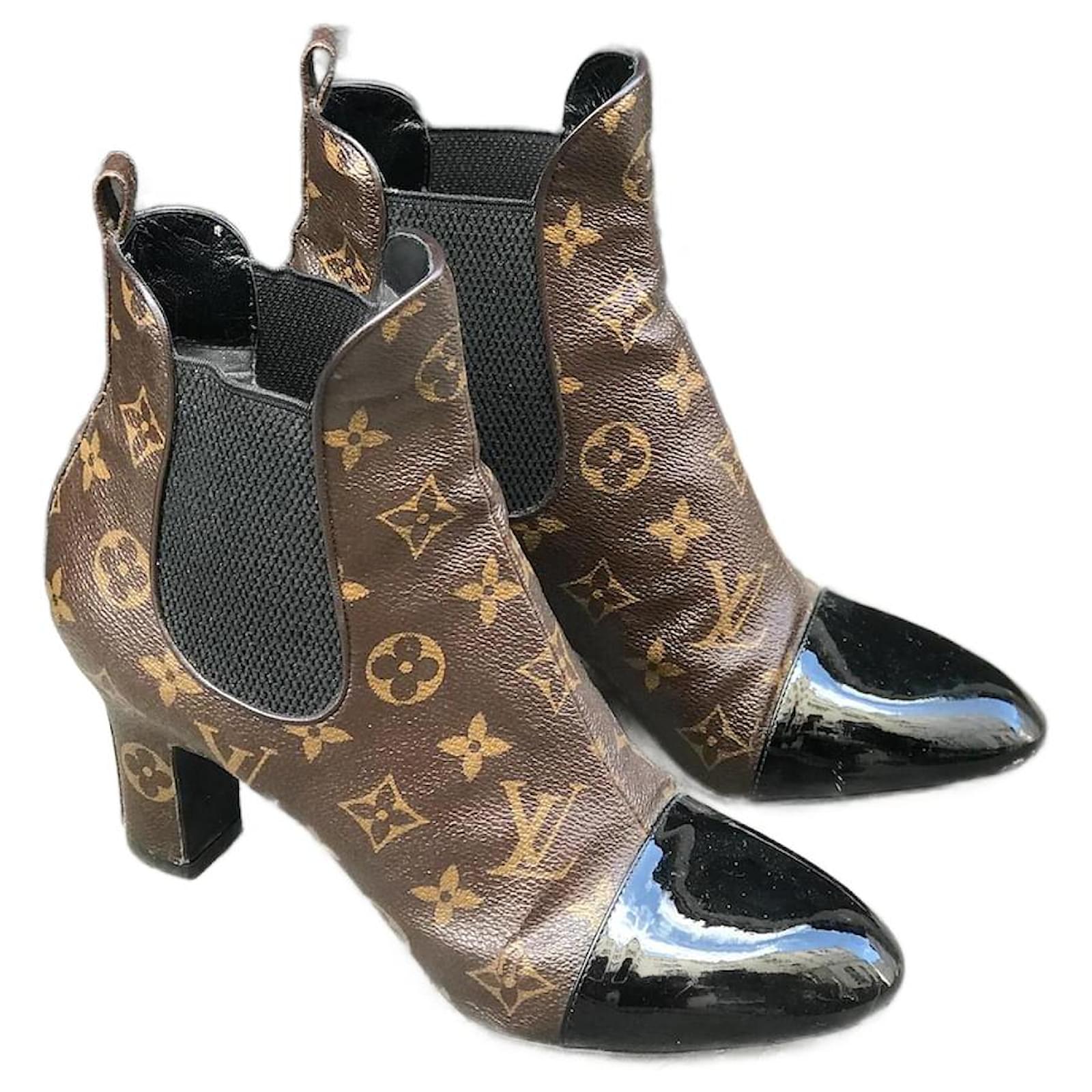 Louis Vuitton Monogram Canvas and Patent Leather Revival Ankle