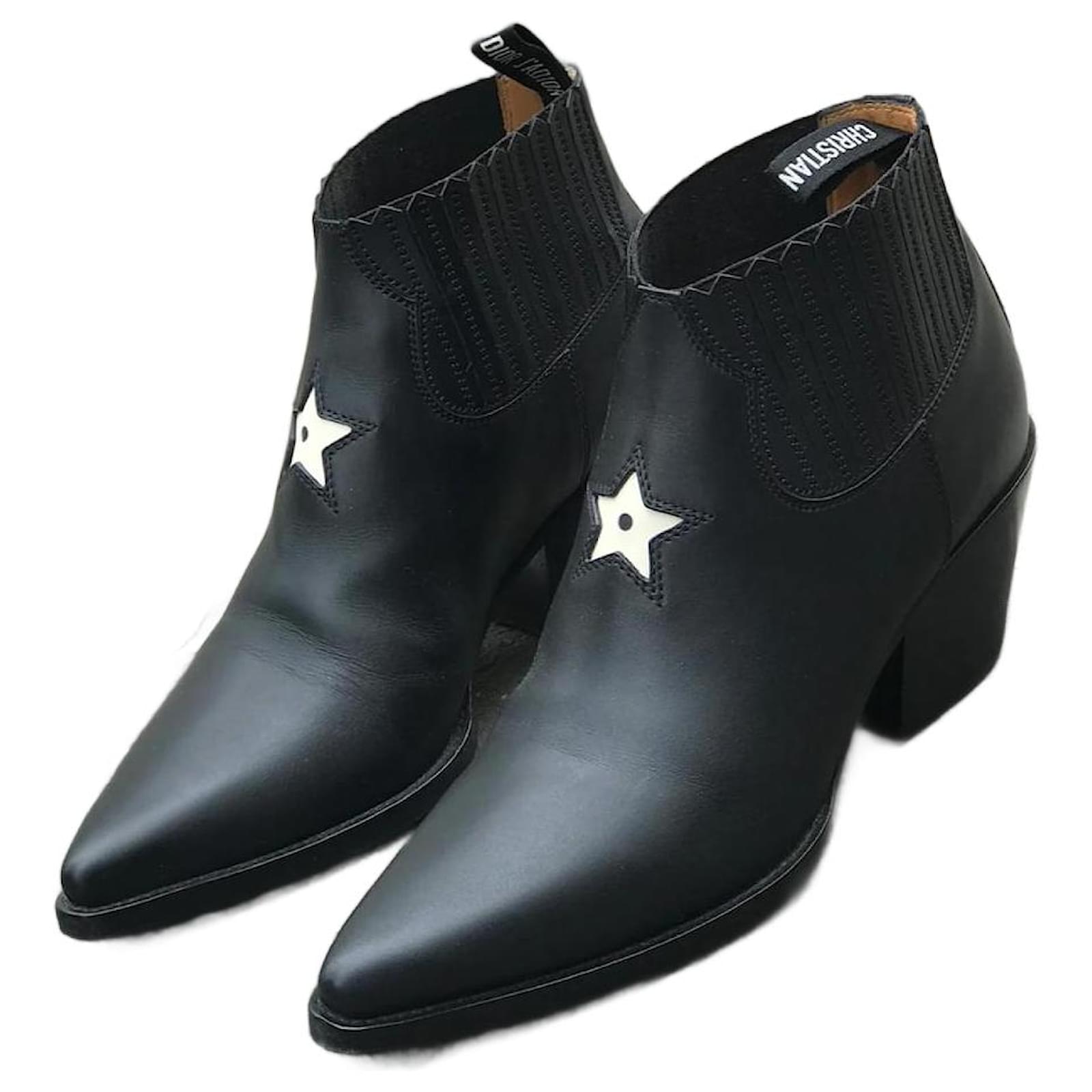 DIOR Ankle boots T.eu 38 Leather Black ref.827489 - Joli Closet