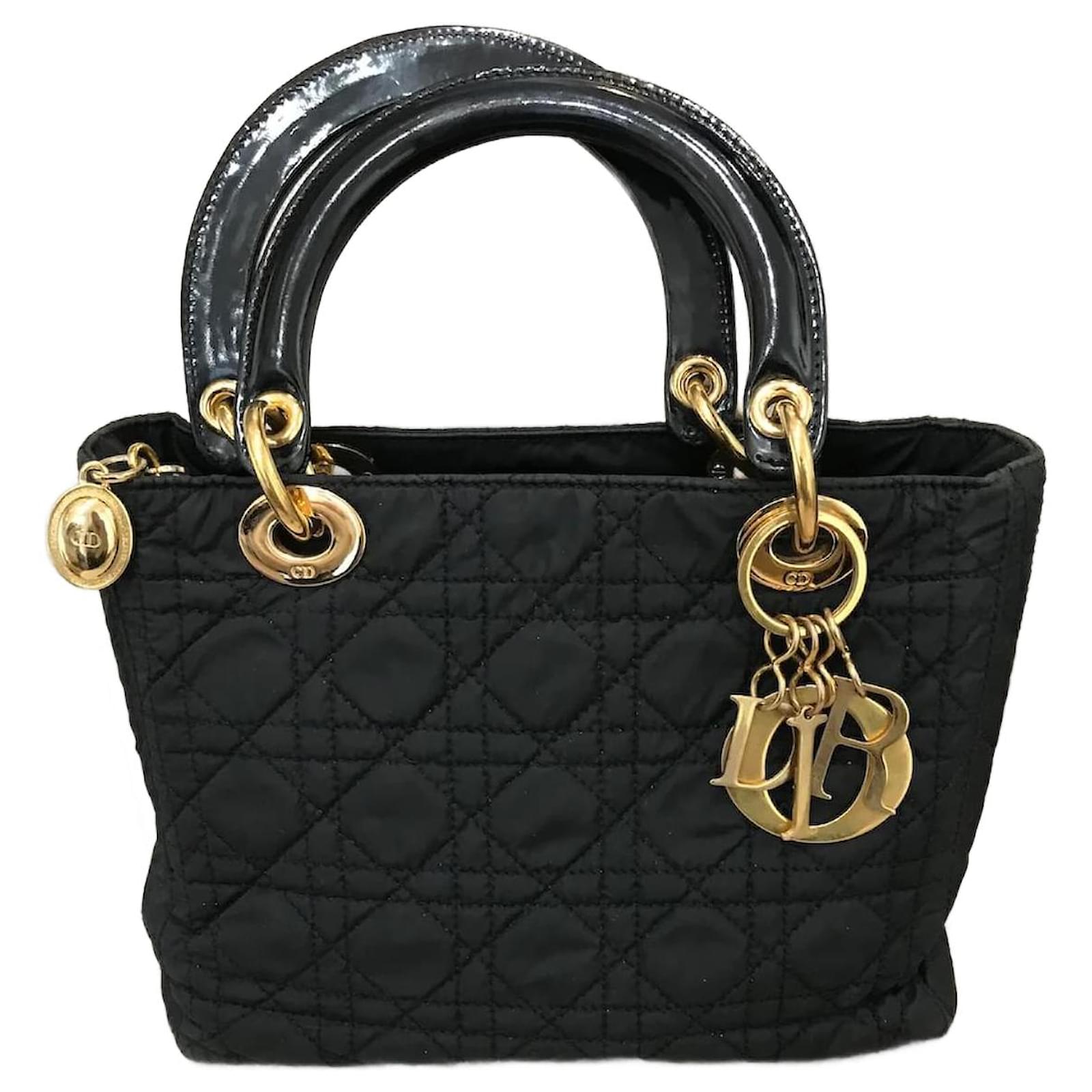 Lady Dior DIOR Handtaschen Stoff Schwarz Leinwand