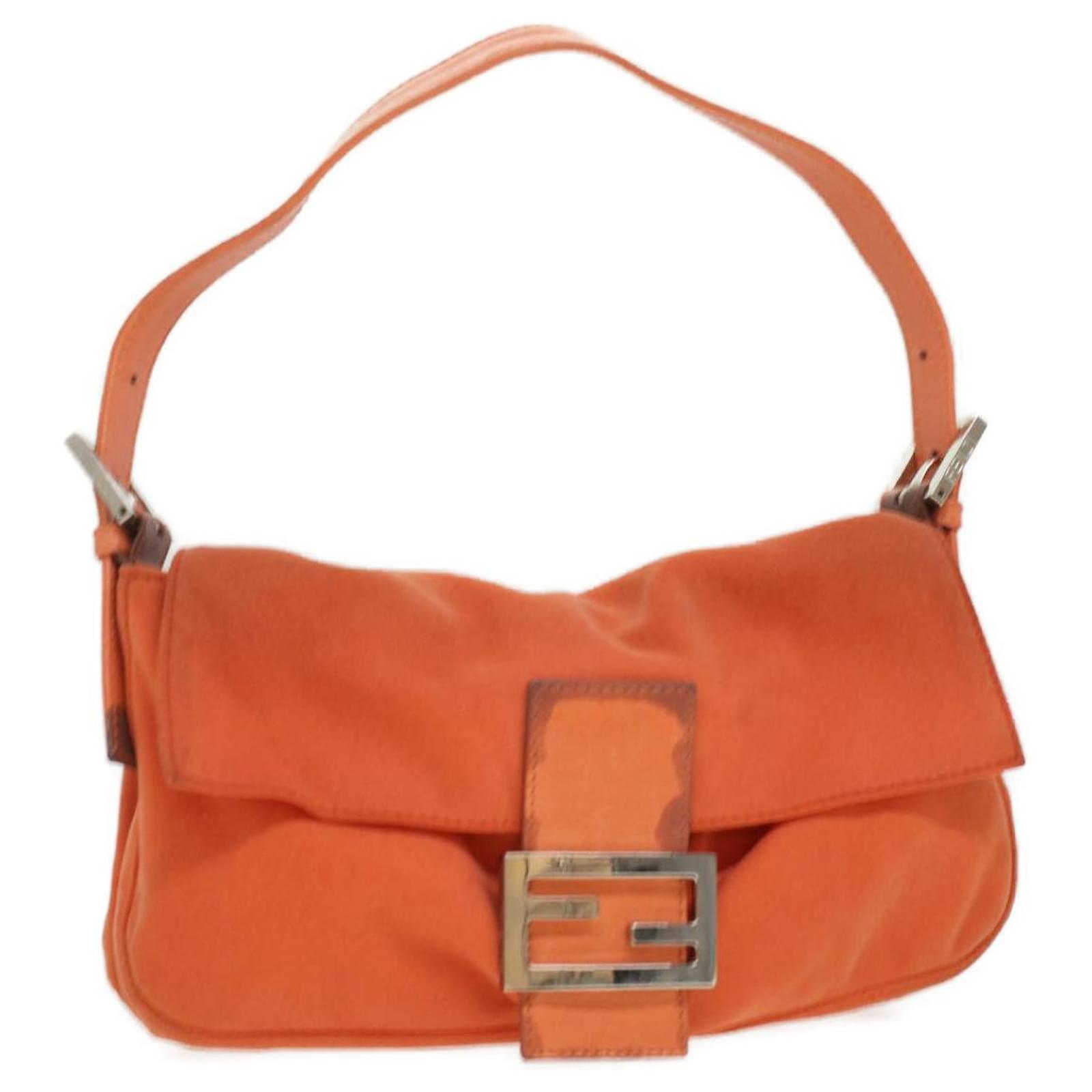 FENDI Mamma Baguette Shoulder Bag Nylon Orange 2354/26424