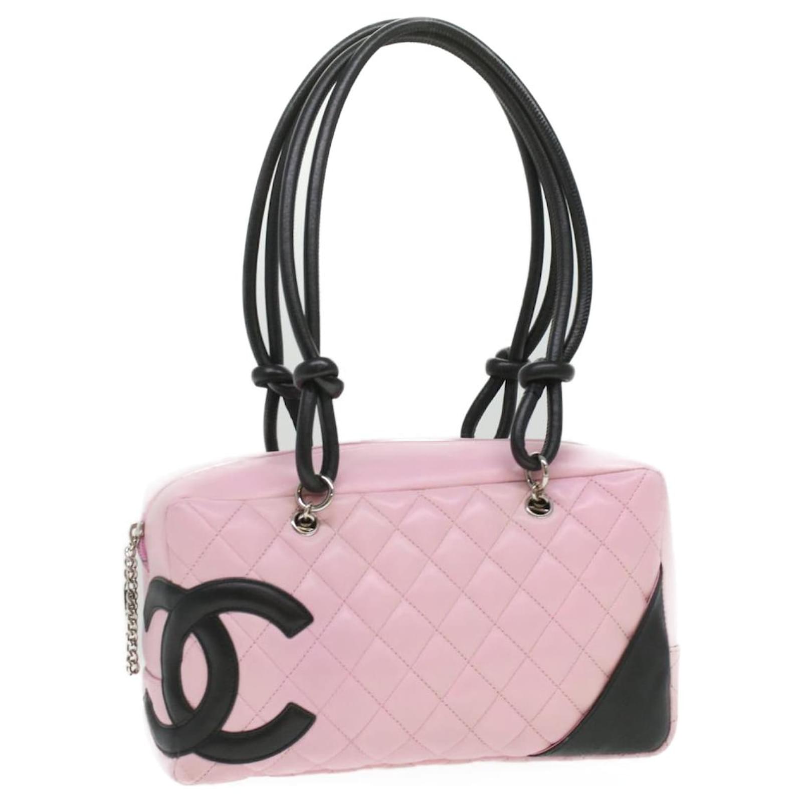 CHANEL, Bags, Chanel Cambon Nude Pink Black Cc Leather Tote Shoulder Bag
