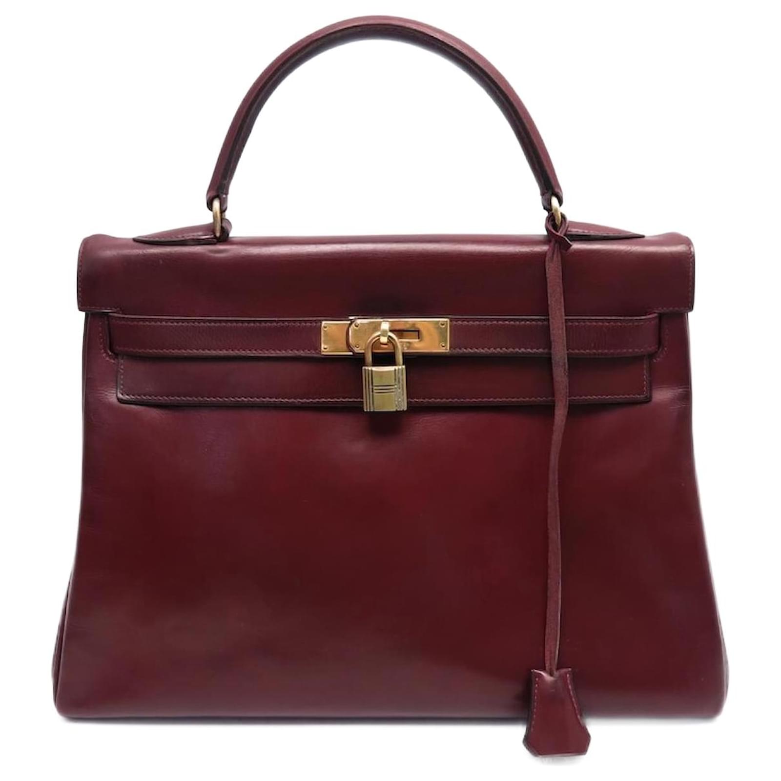 HERMES Vintage Kelly Sellier 32 Box Leather Satchel Bag Red