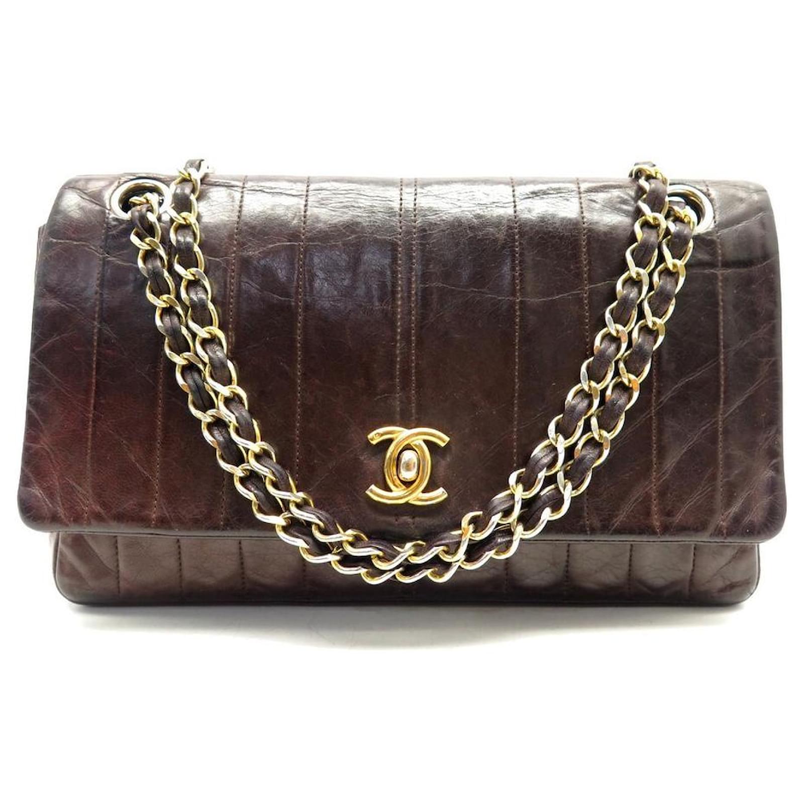 VINTAGE CHANEL HANDBAG CC CLASP IN QUILTED LEATHER PURSE PURSE Brown  ref.829481 - Joli Closet