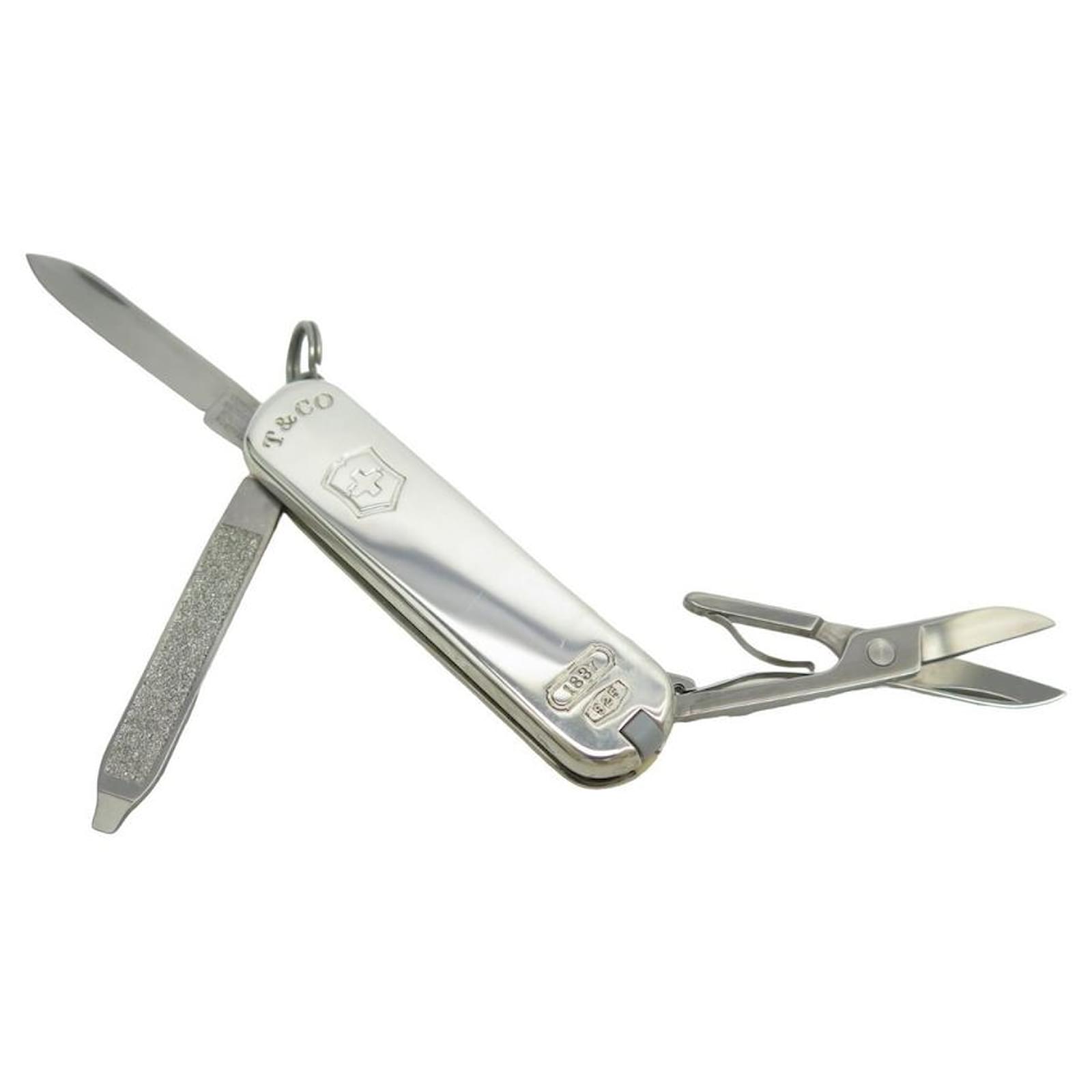 VINTAGE COUTEAU SUISSE TIFFANY CO VICTORINOX EN ARGENT MASSIF 925 SILVER KNIFE Argente ref.829482 Joli Closet
