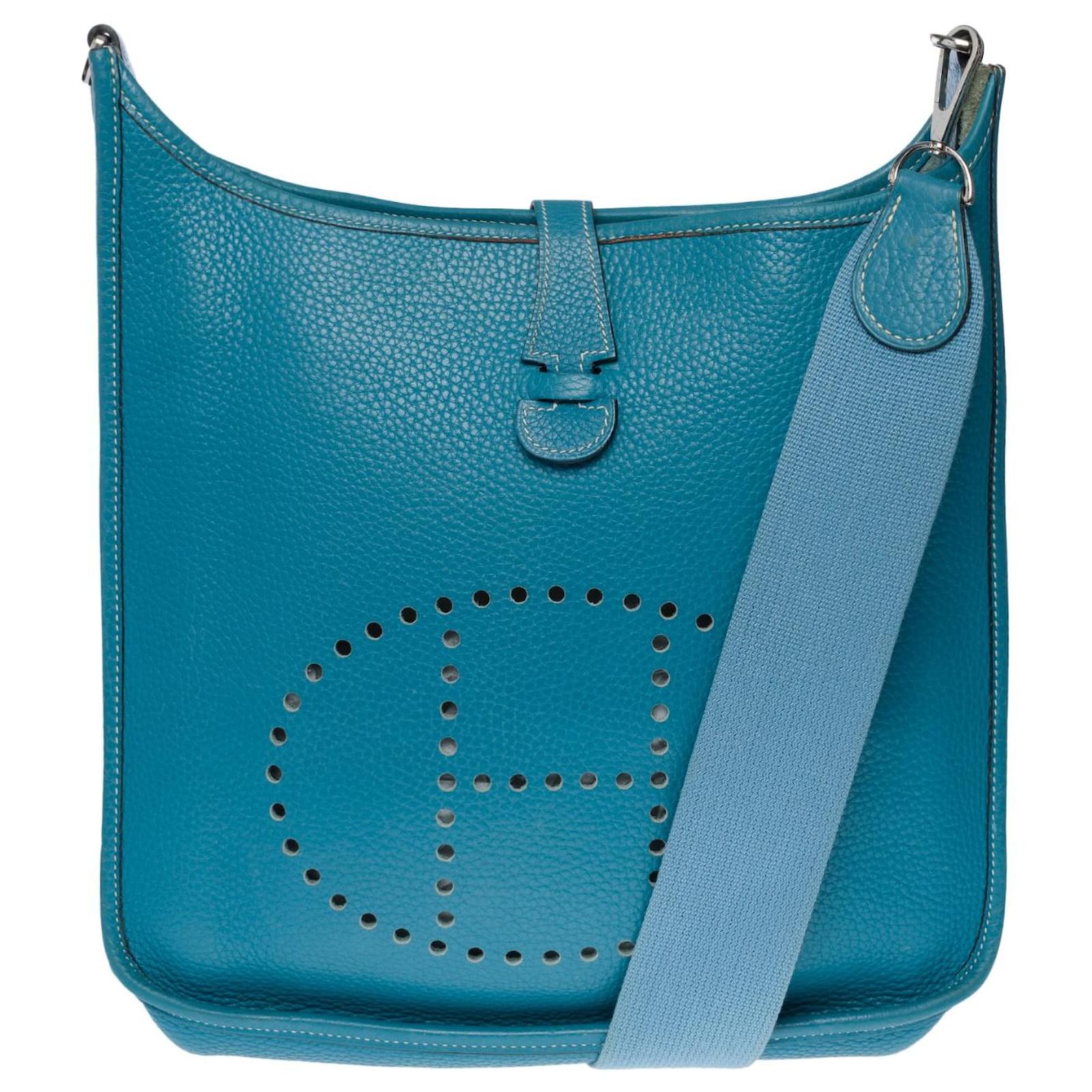 Hermes Blue Jean Clemence Leather Evelyne III PM Bag Hermes