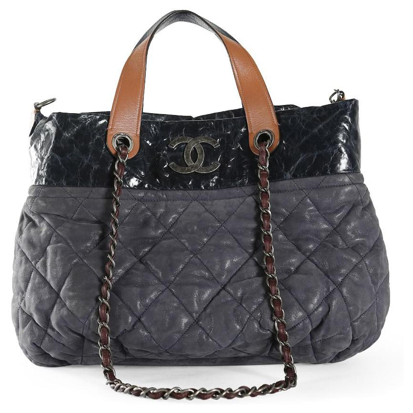 Chanel Blue/Tan Quilted Iridescent Calfskin Leather The Mix Tote Bag  Pony-style calfskin ref.830574 - Joli Closet