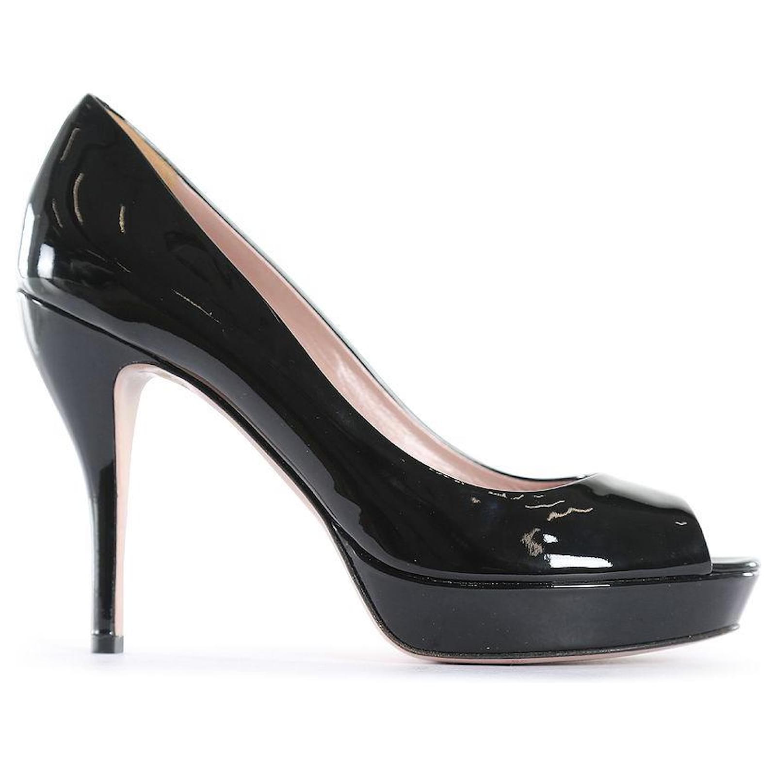 Gucci Black Patent Leather Peep Toe Platform Pumps ref.830606 - Joli Closet