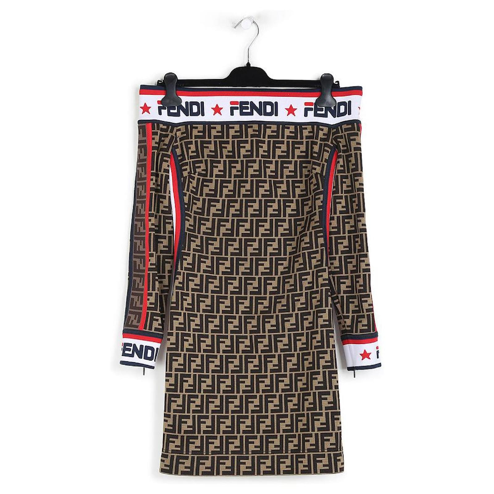 Fendi Off-Shoulder Logo Printed Mini Dress Multiple colors