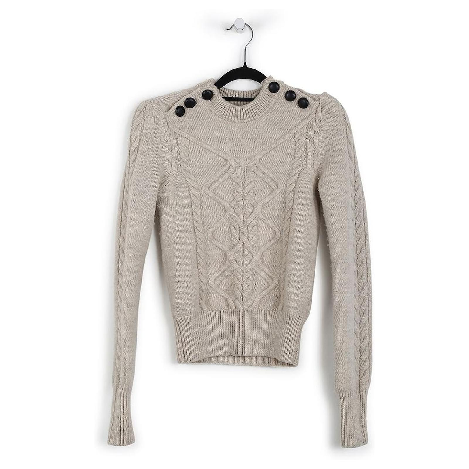 Isabel Marant Beige Wool High Neck Sweater With Buttons ref