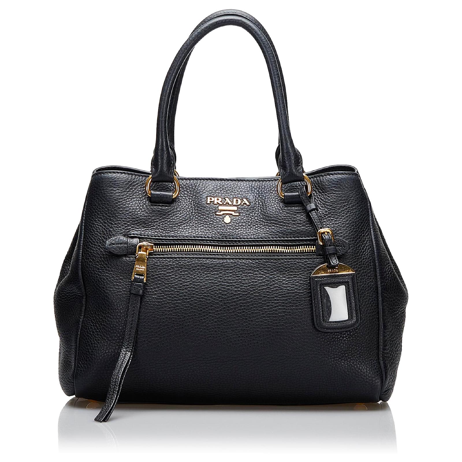 Prada Black Leather Vitello Phenix Tote Bag Prada