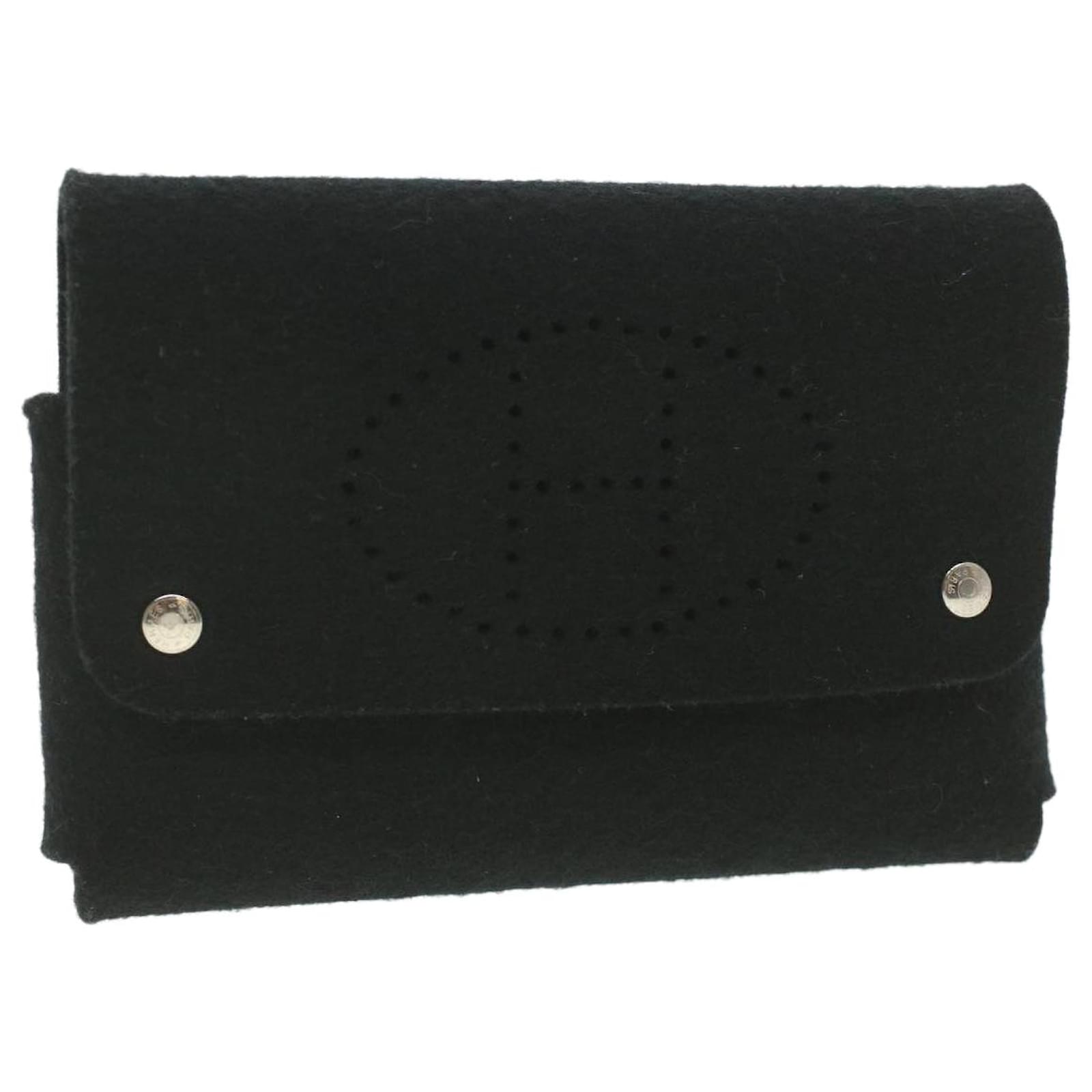 Hermès HERMES Etui Cartes à Jouer Feutre Noir Auth 37379 Laine ref