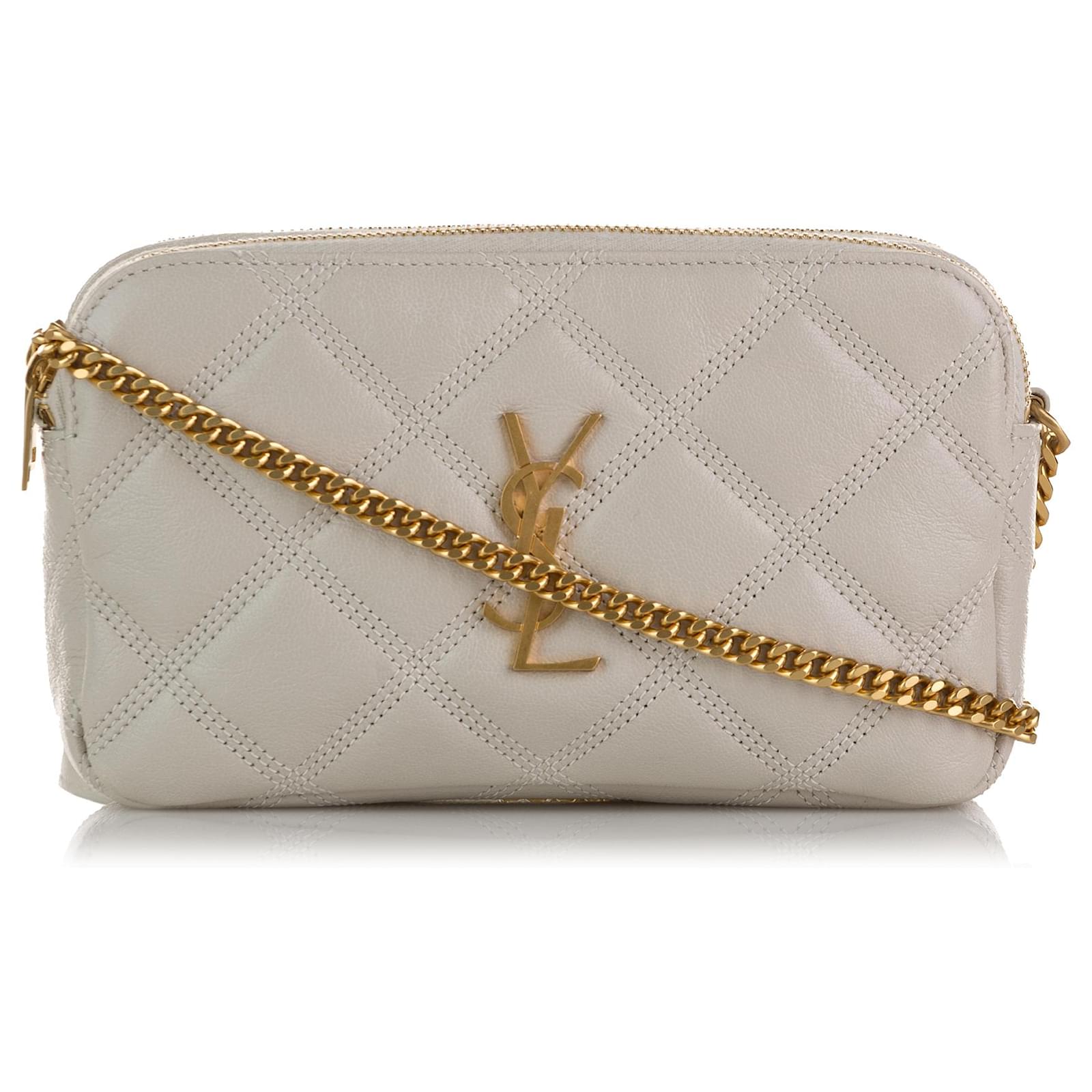 Yves Saint Laurent YSL White Mini Becky Double Zip Crossbody bag Leather  Pony-style calfskin ref.832949 - Joli Closet