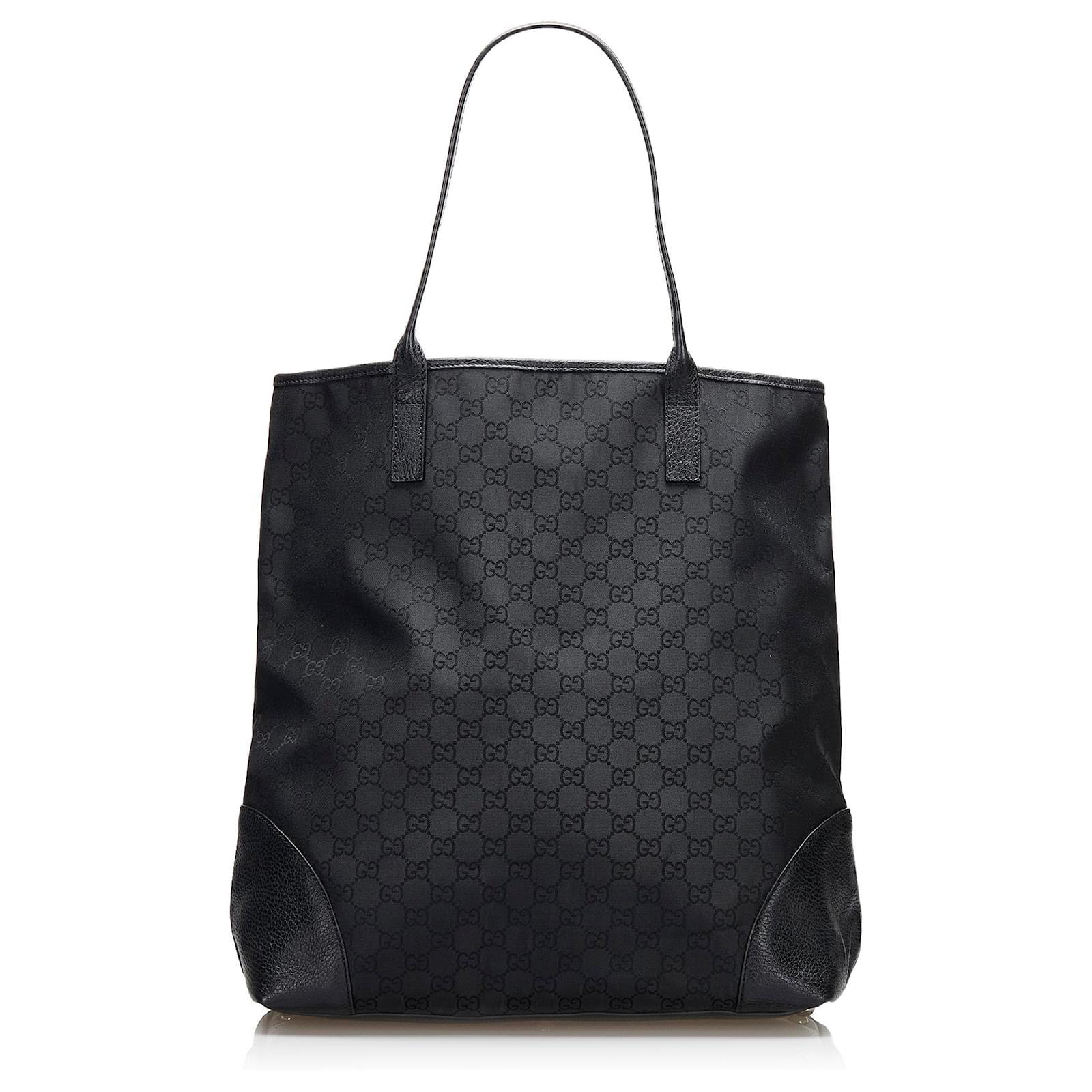 Gucci Black GG Nylon Tote Leather Pony-style calfskin Cloth