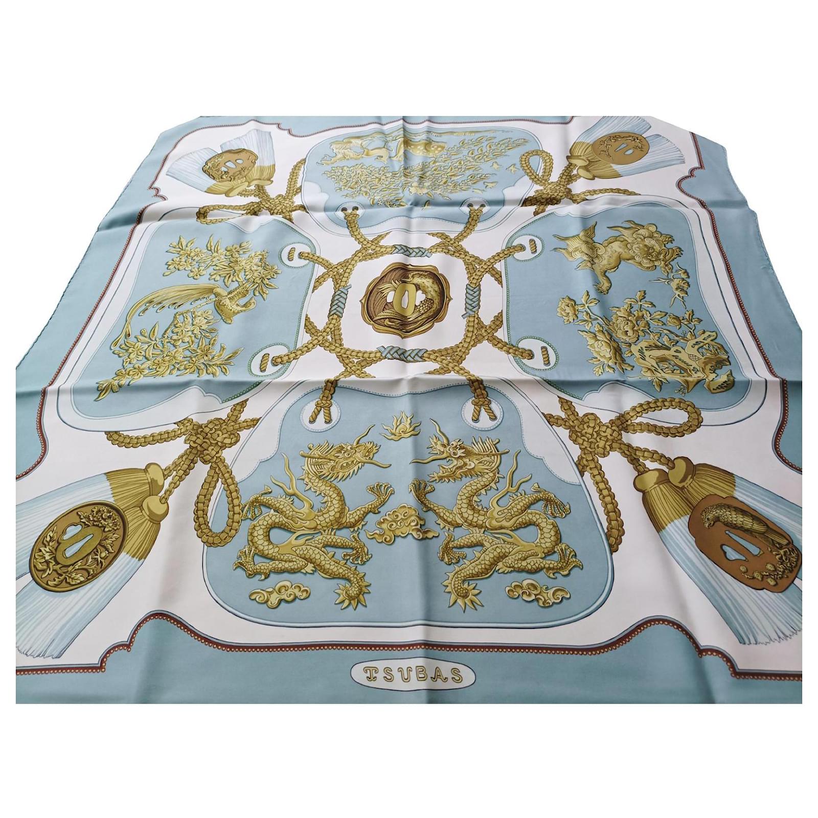 Hermès TSUBA Soie Bleu clair ref.831570 Joli Closet