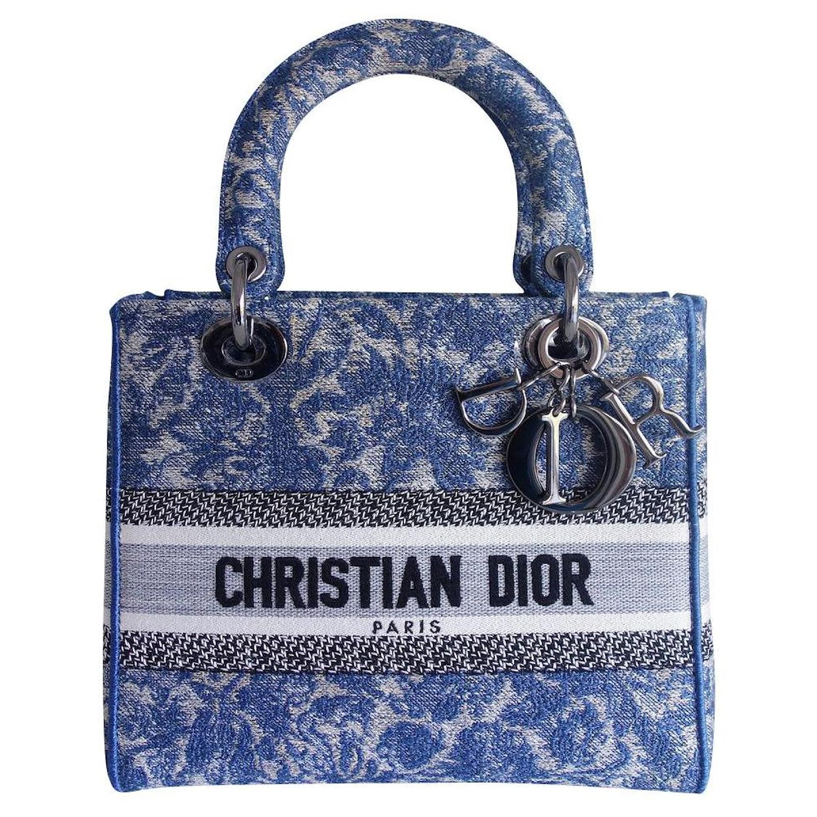 【Dior】エレガント♪Lady Dior ポーチ ブルー blue-leather-lady-d-lite-dior-