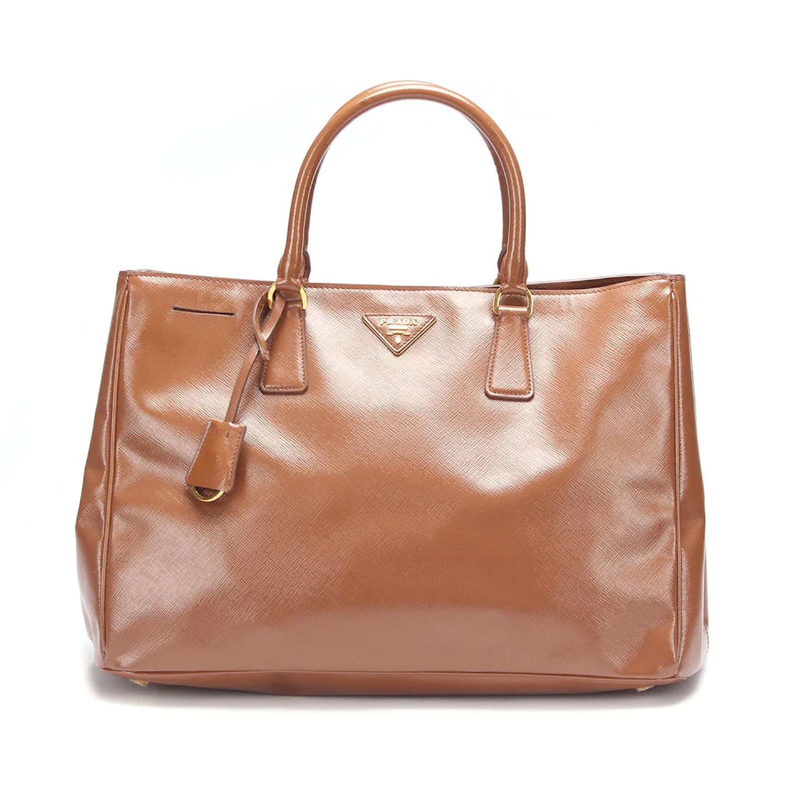 Prada Saffiano Galleria Handbag Brown Leather Pony-style calfskin