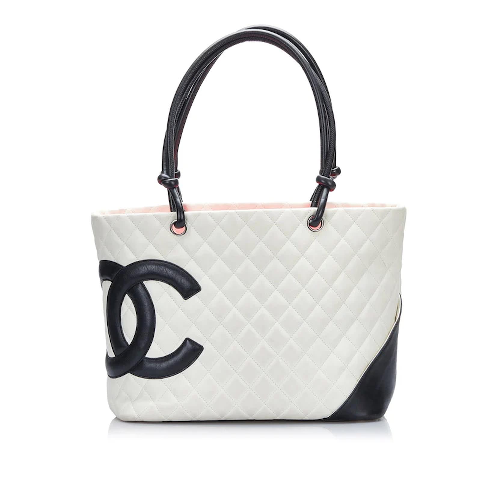 Chanel Cambon Ligne Tote Bag White Leather Lambskin ref.834018 - Joli Closet