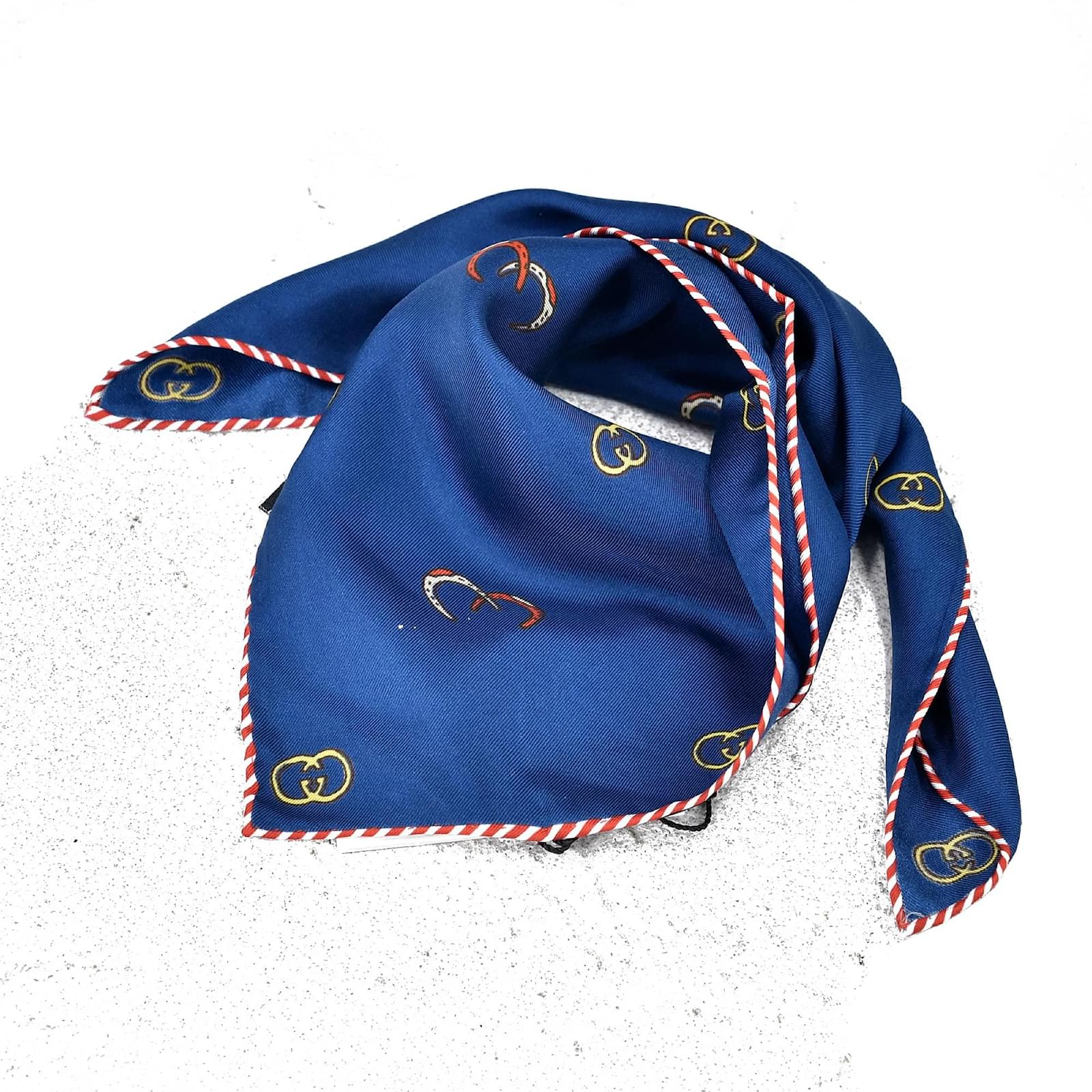 Gucci blue Silk Floral Interlocking G Pocket Square