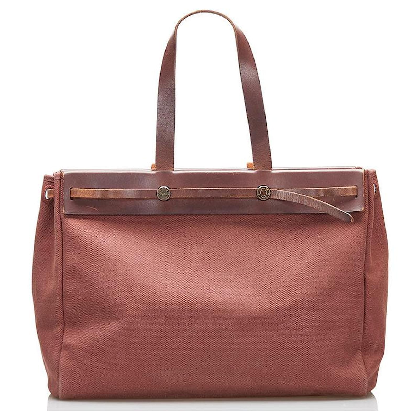 Brown Hermes Herbag Cabas MM Tote Bag