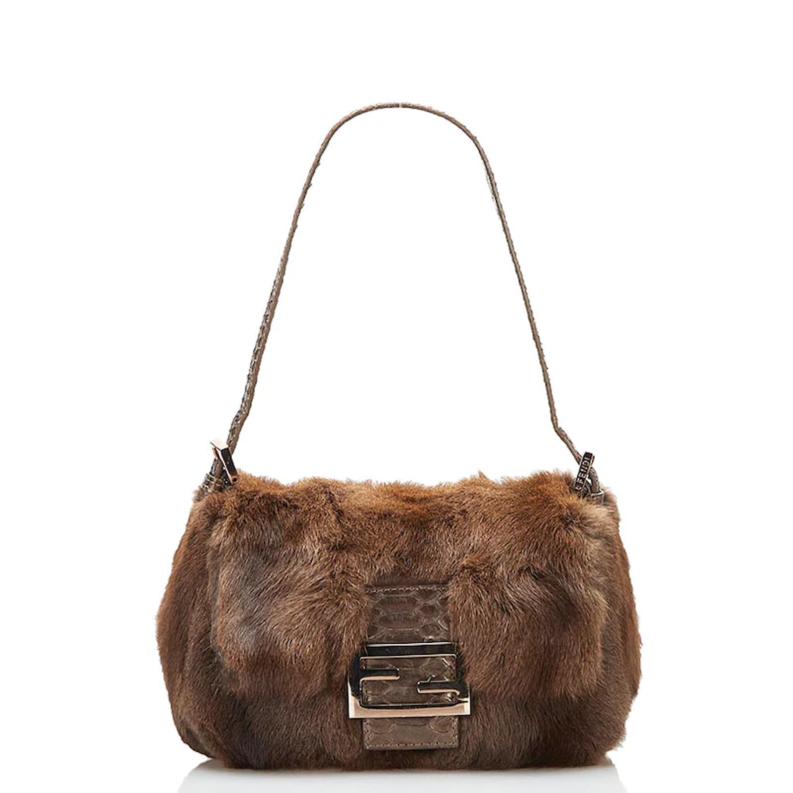 Fendi Fur Mamma Baguette 8BR180 Brown Leather ref.834253 Joli Closet