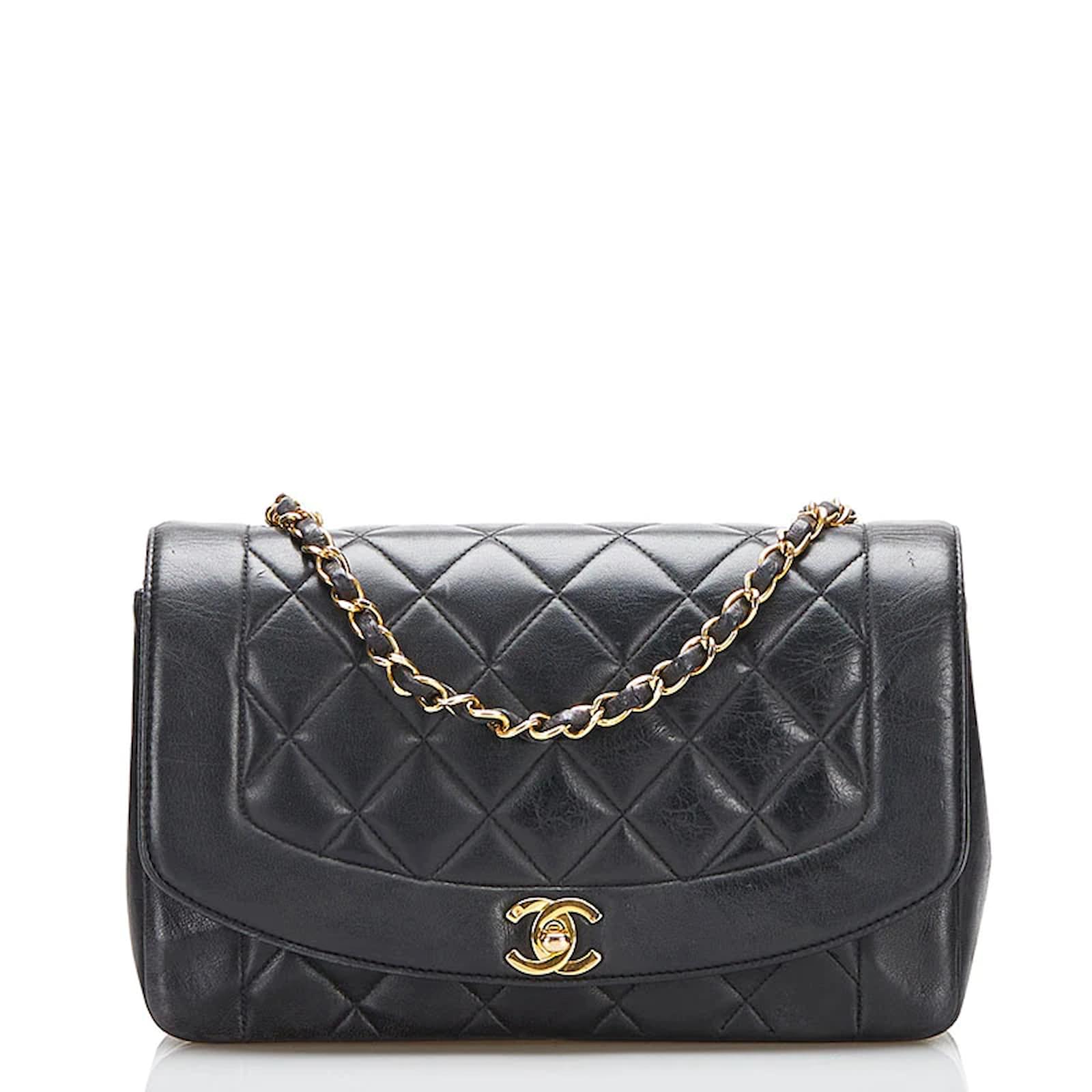 Chanel Diana Flap Crossbody Bag Black Leather Lambskin ref.834293
