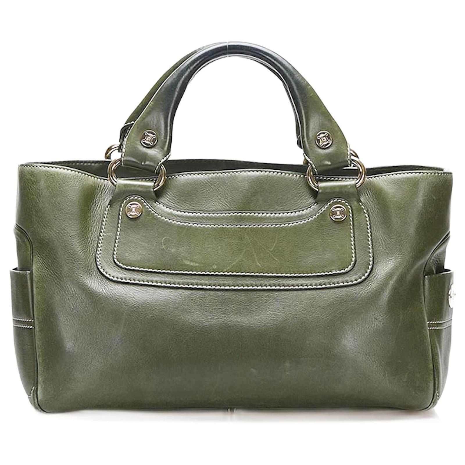 Céline Leather Boogie Handbag Green Pony-style calfskin ref.834298