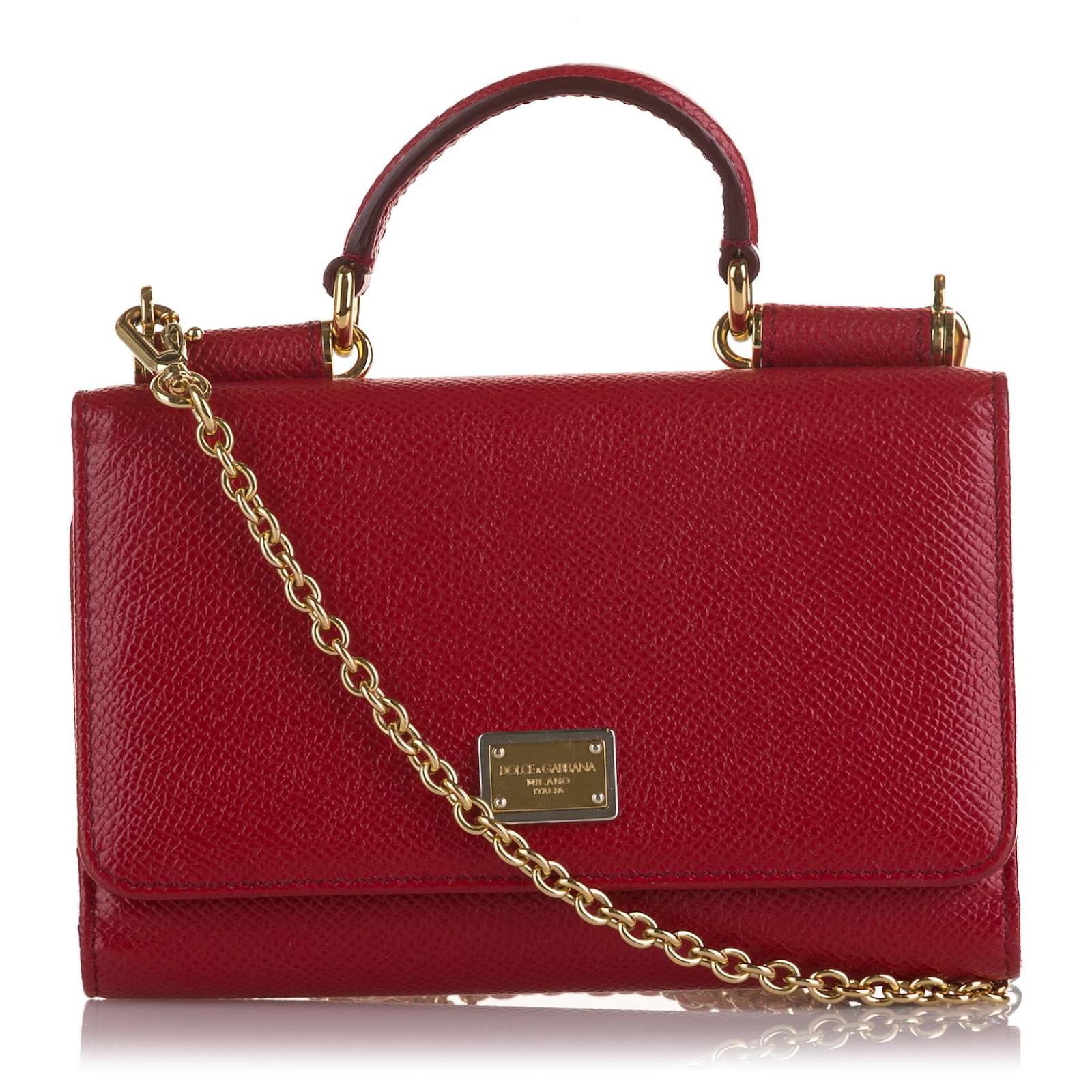 Dolce & Gabbana Dolce&Gabbana Red Mini Miss Sicily Von Wallet on Chain  Leather Pony-style calfskin ref.834882 - Joli Closet