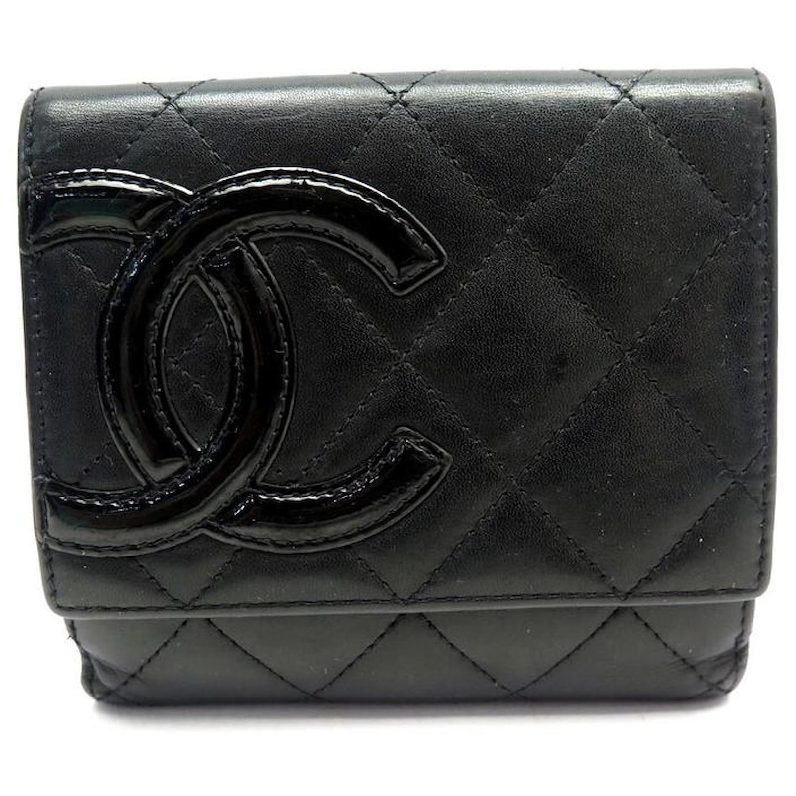 CHANEL CAMBON WALLET LOGO CC COIN CARD HOLDER MATELASSE WALLET Black ...