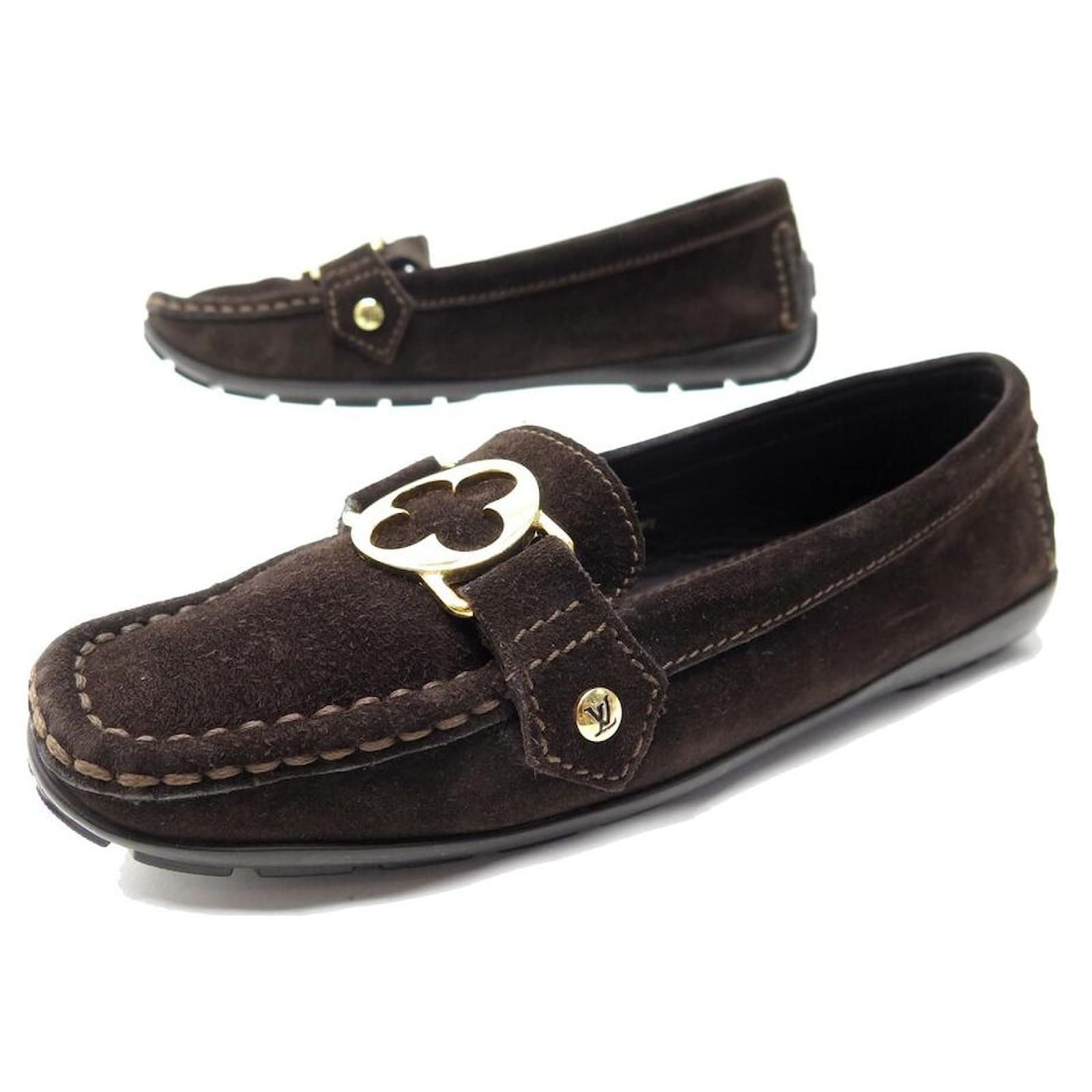 Pre-owned Louis Vuitton Monte Carlo Leather Flats In Brown