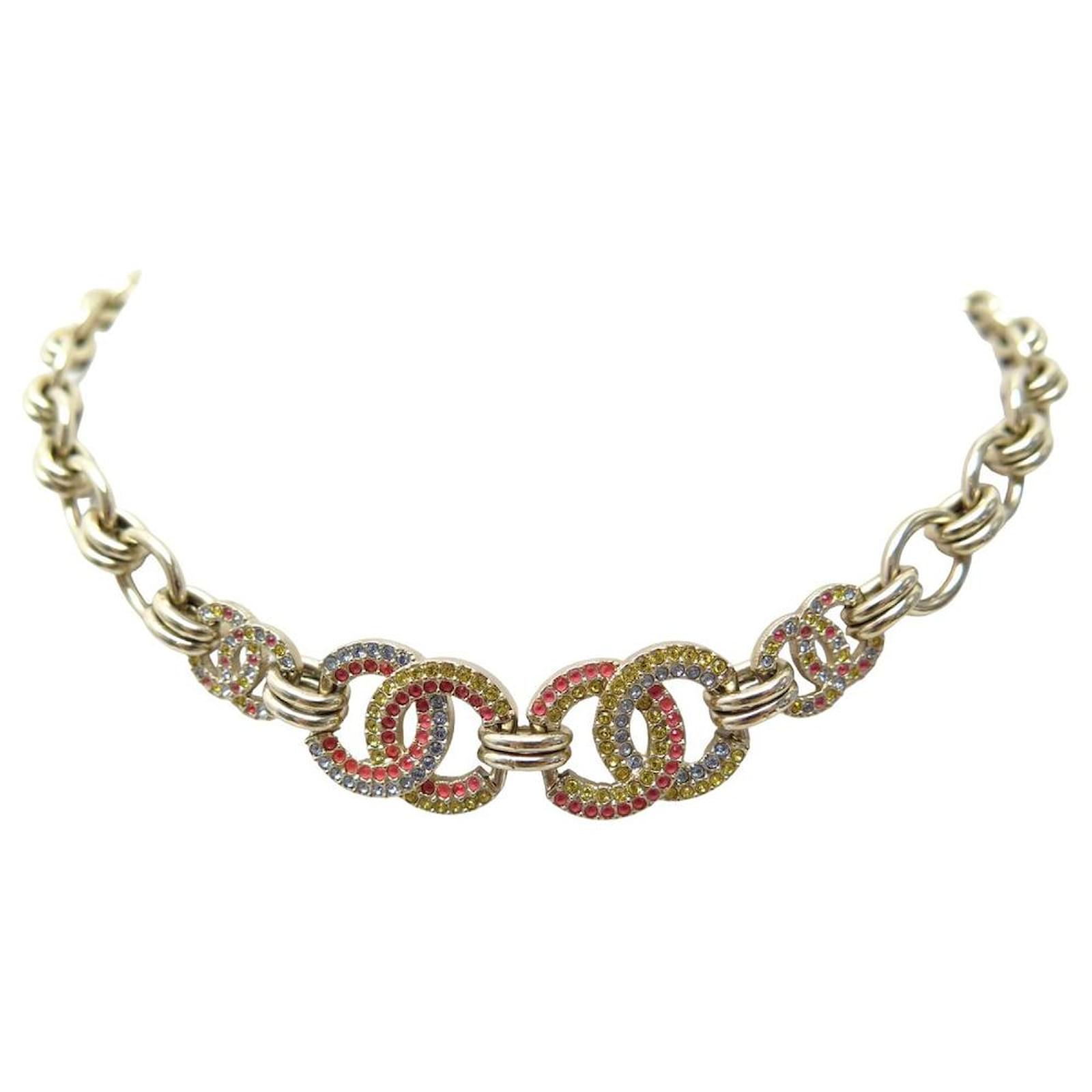 NEW CHANEL CHOKER NECKLACE LOGO CC MULTICOLORED 2022 IN GOLD METAL