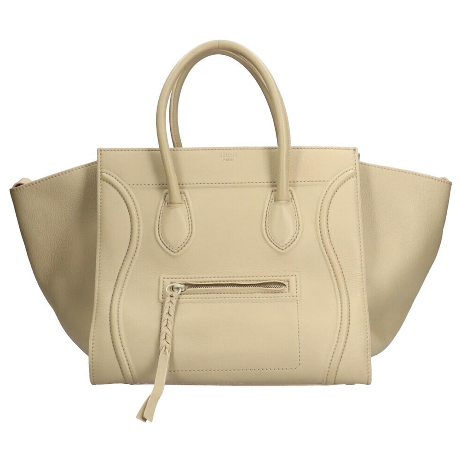Celine Women's New Luggage Small Leather Crossbody Bag Beige