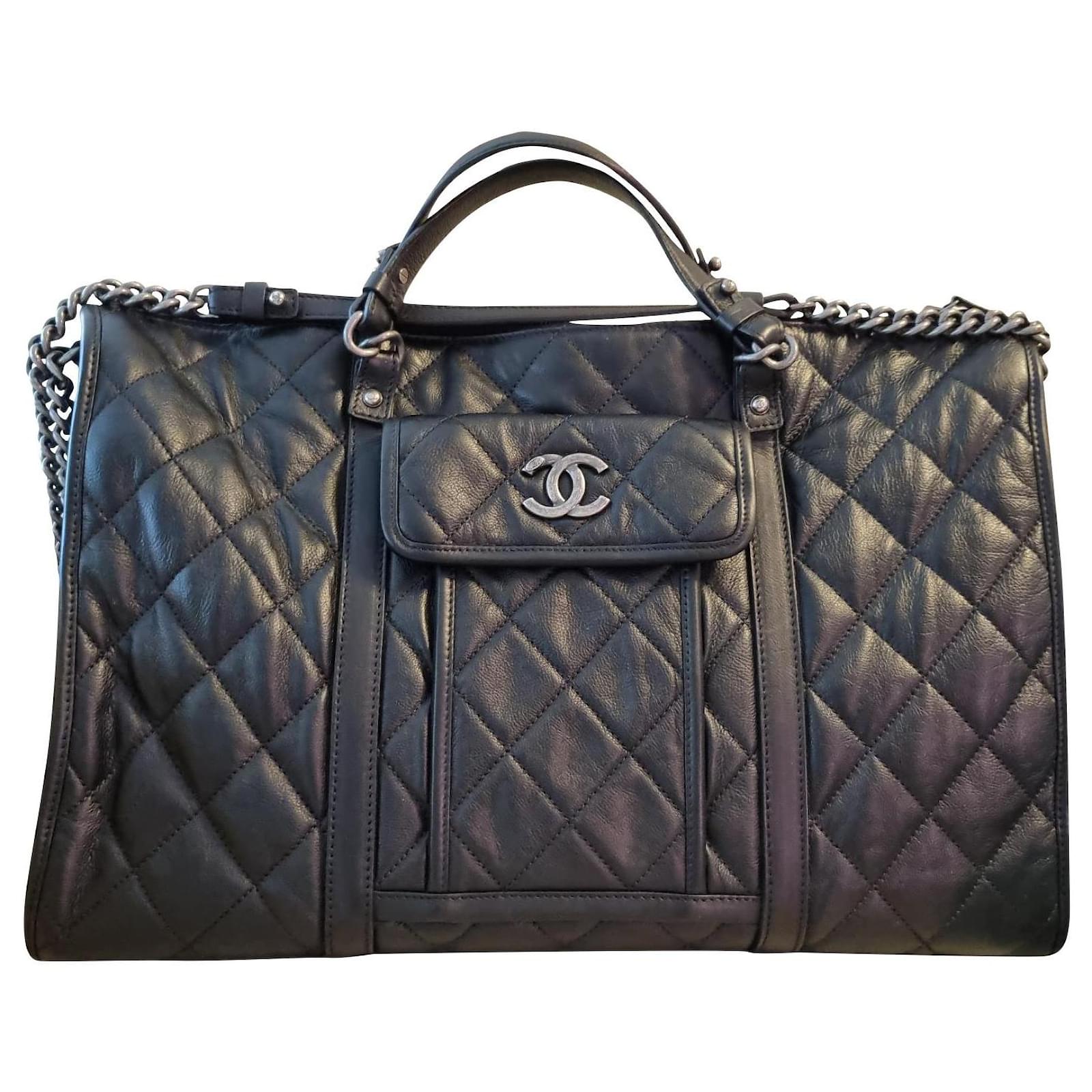CHANEL, Bags, Chanel Black And Ivory Bowling Bag