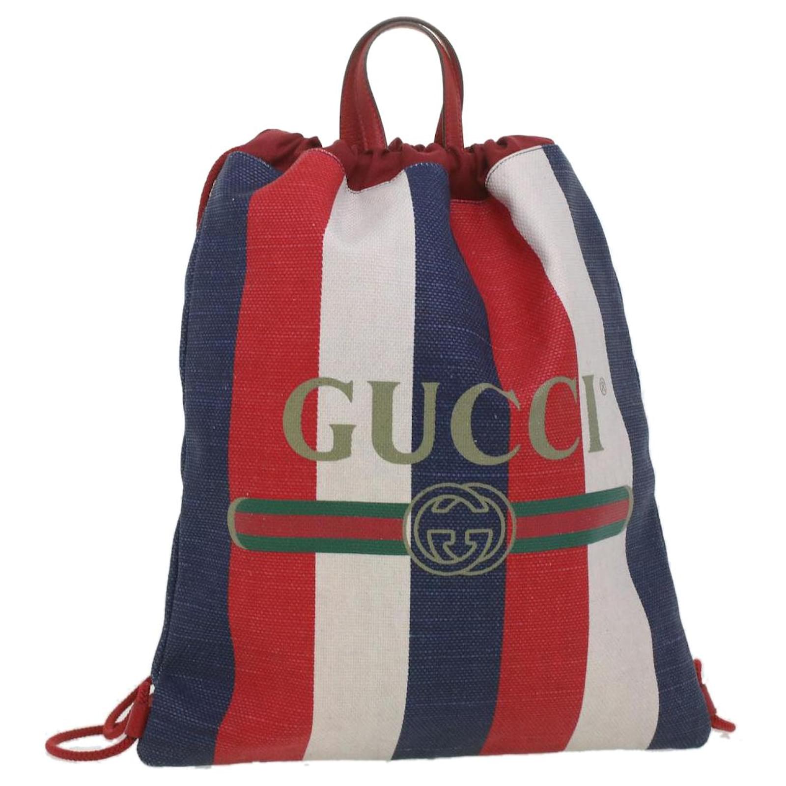 Web Sherry Line Backpack Canvas Tricolor Red Blue Green 473872 Auth am3970 Cloth ref.836403 - Joli Closet