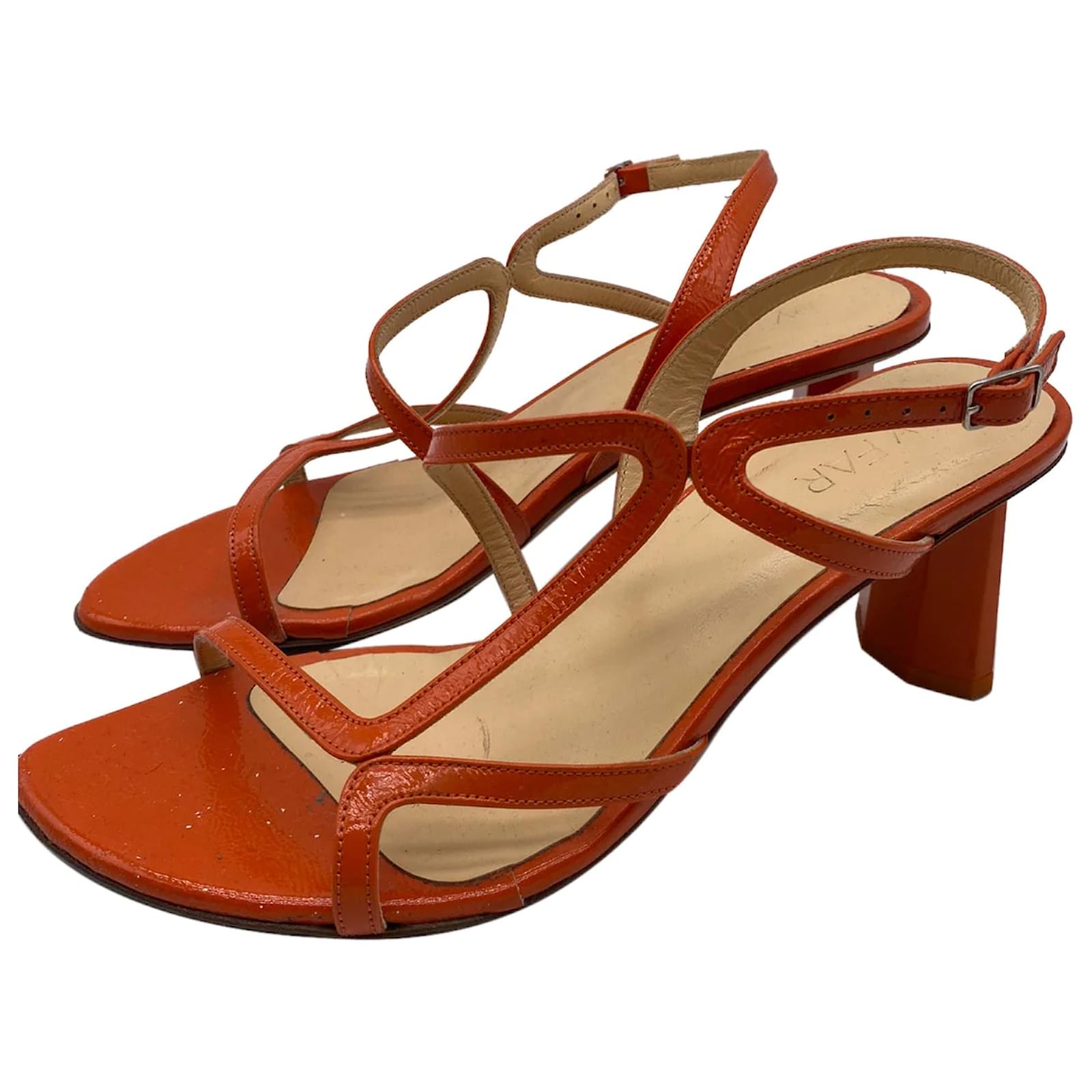 Autre Marque BY FAR Sandals T.eu 37 Patent leather Orange ref