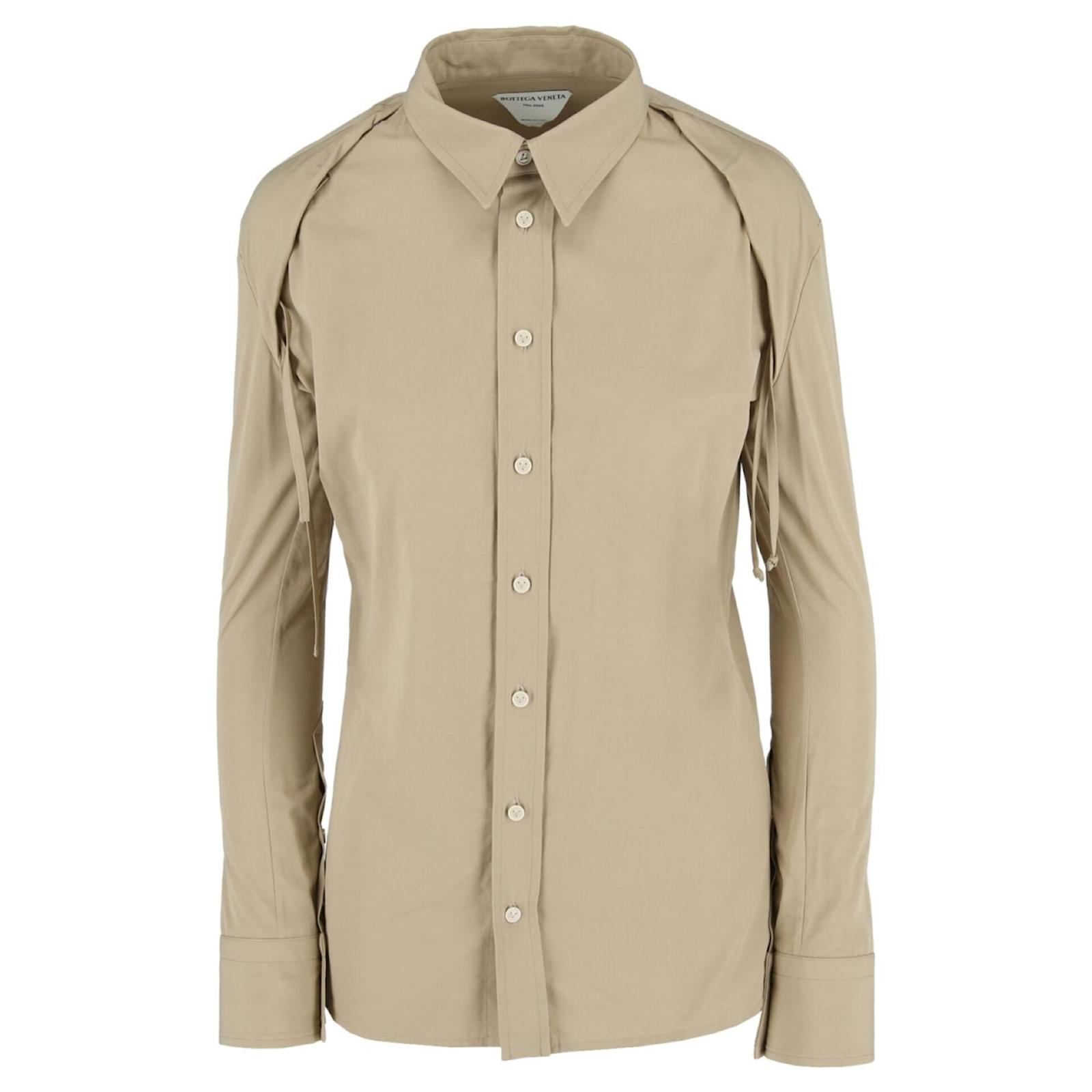 Bottega Veneta Tie Detail Long Sleeve Shirt Beige ref.838981