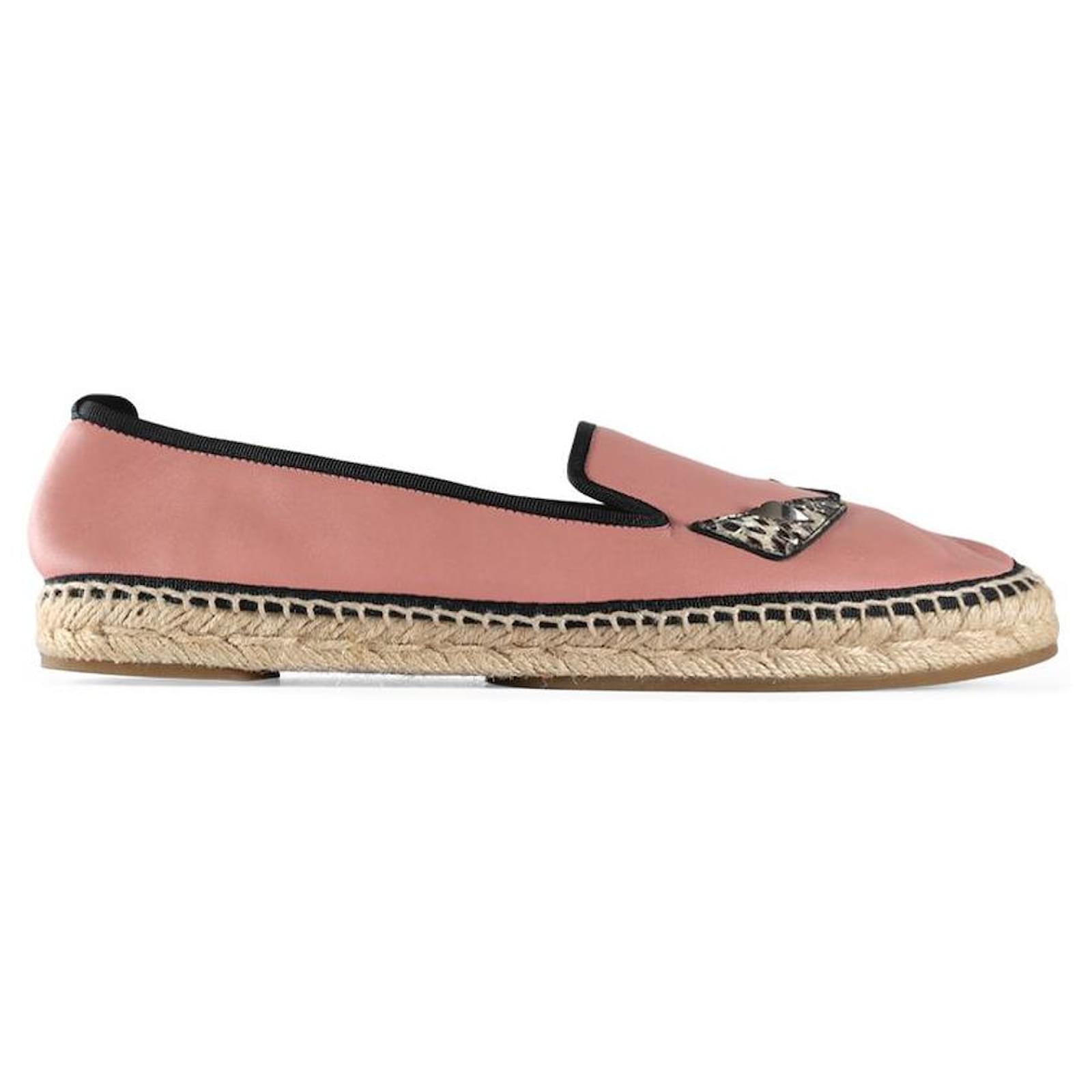 Fendi Pink Leather Monster Eye Espadrilles ref.839572 Joli Closet