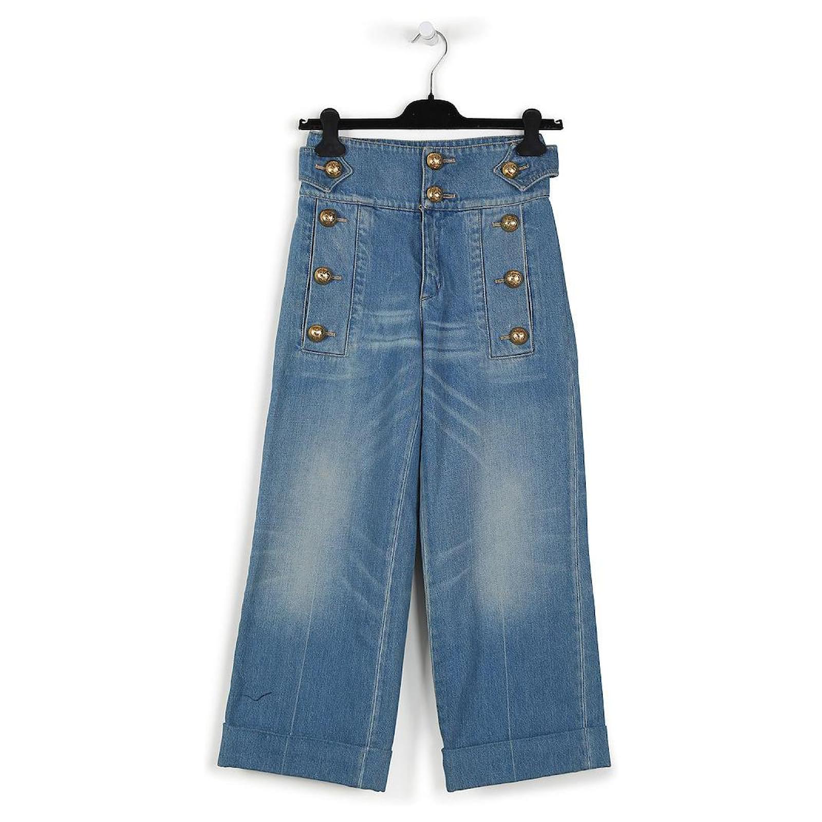 Gucci Old Flower Waist Jeans Blue Cotton