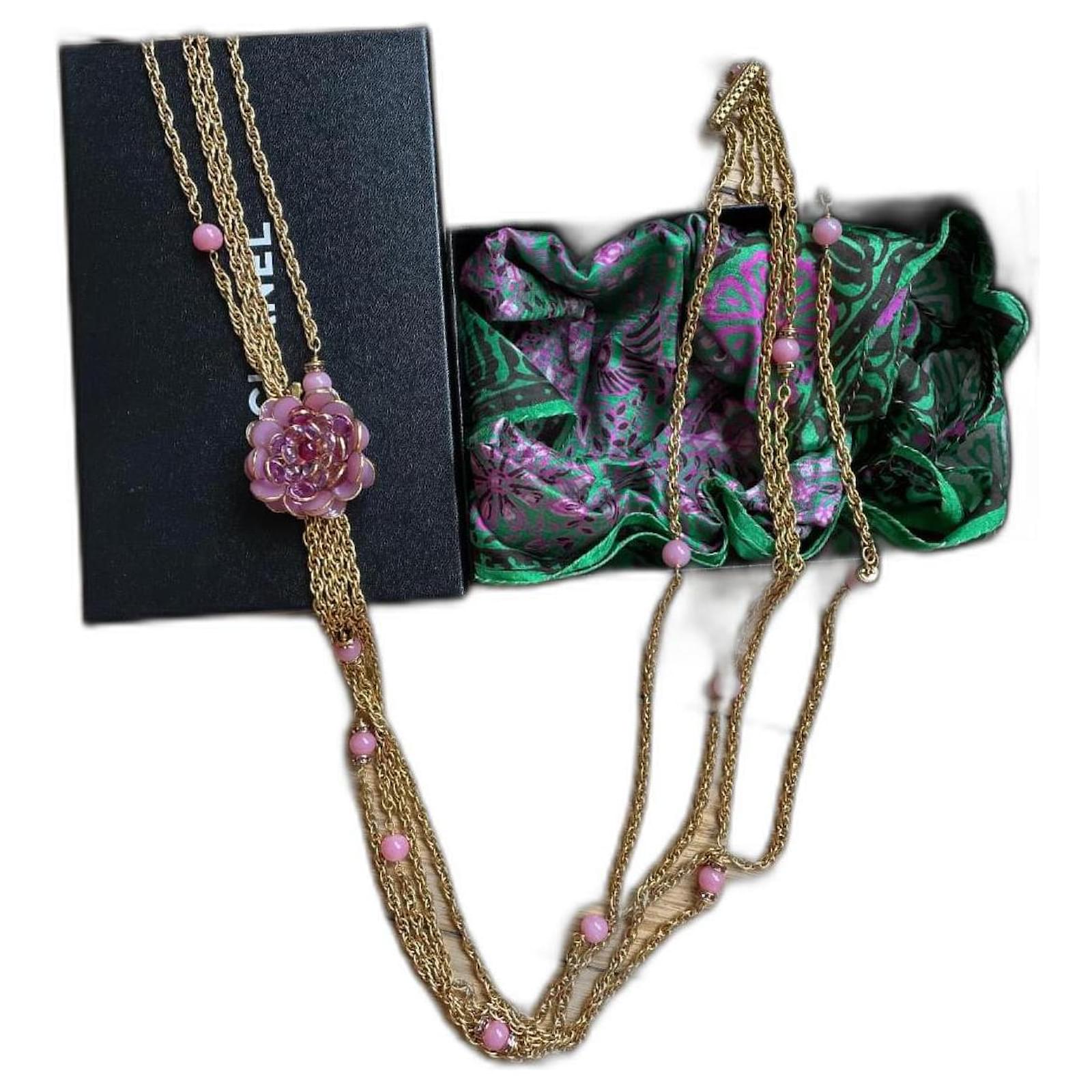 Vintage Chanel Maison Gripoix long necklace Pink Glass ref.839856 - Joli  Closet