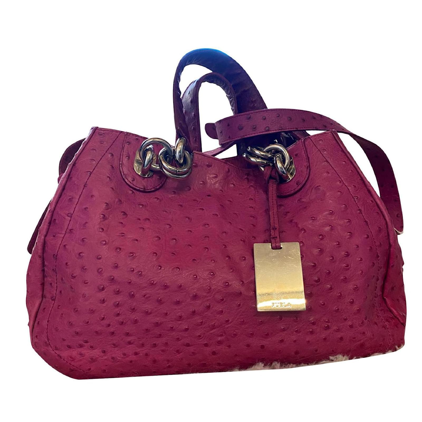Furla Handbags Pink Ostrich leather ref.840038 - Joli Closet