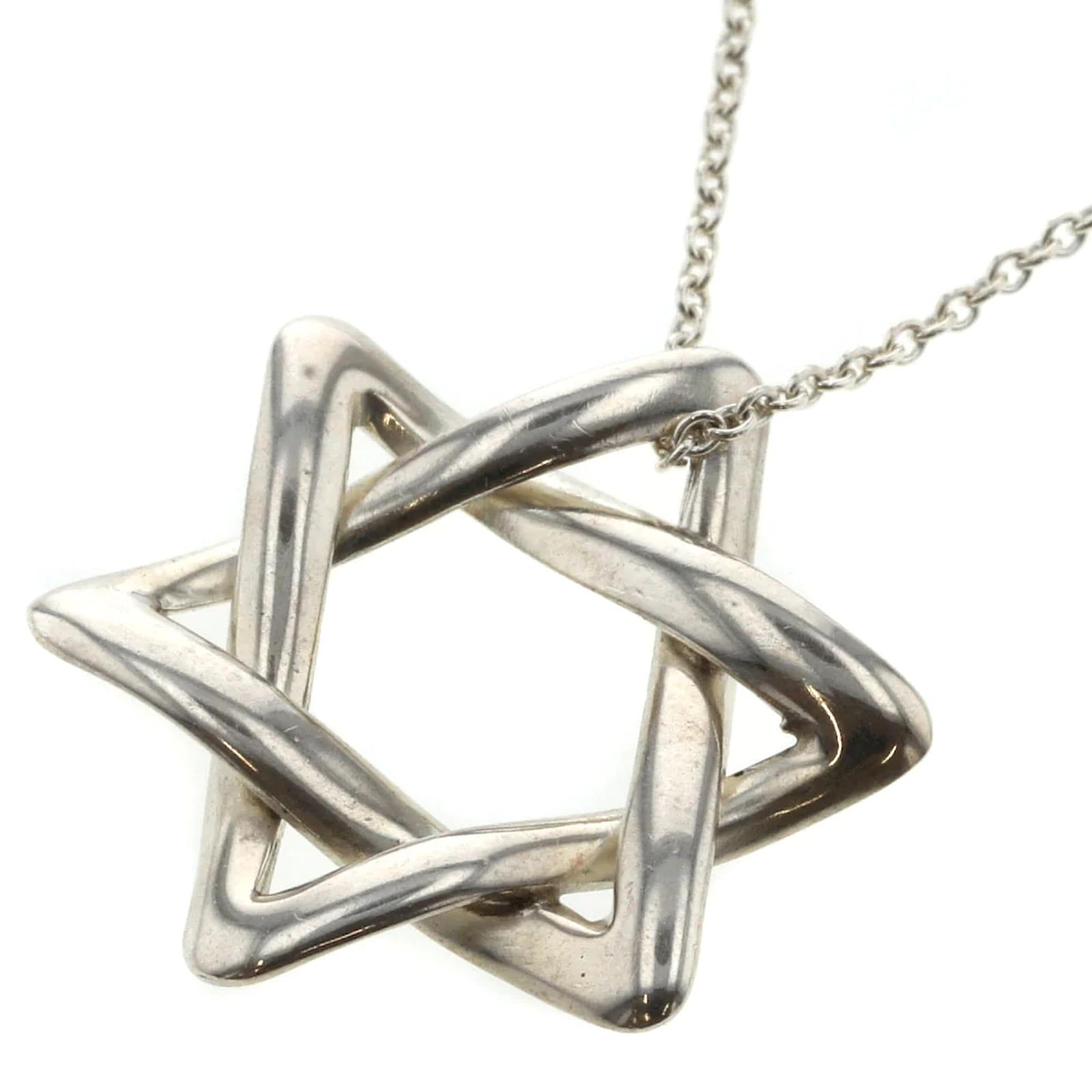 tiffany co silvery silver star of david pendant necklace