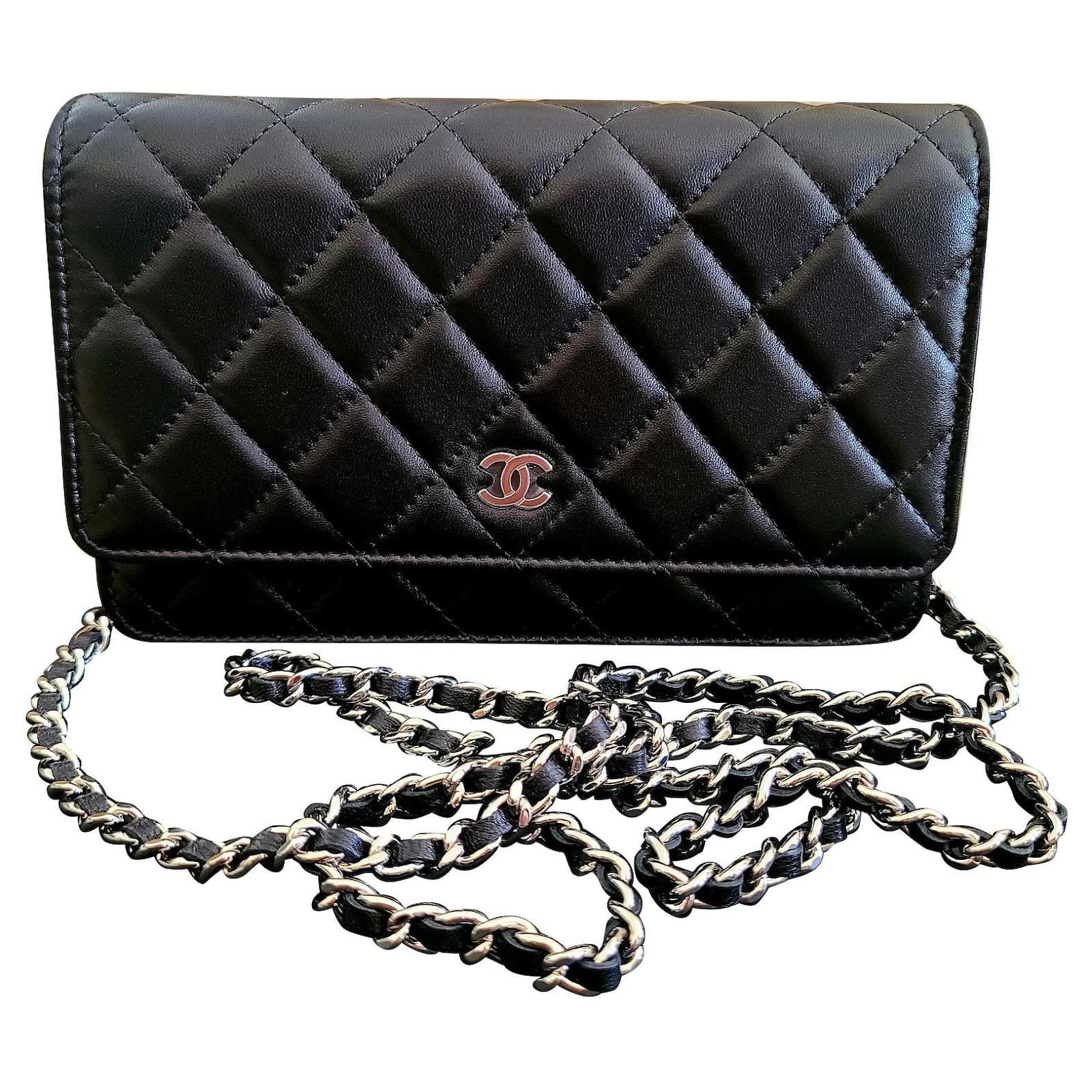 Wallet On Chain CHANEL Caviar Kleine Brieftasche an der Kette WOC Black  Shoulder Bag Purse Schwarz Leder ref.278390 - Joli Closet