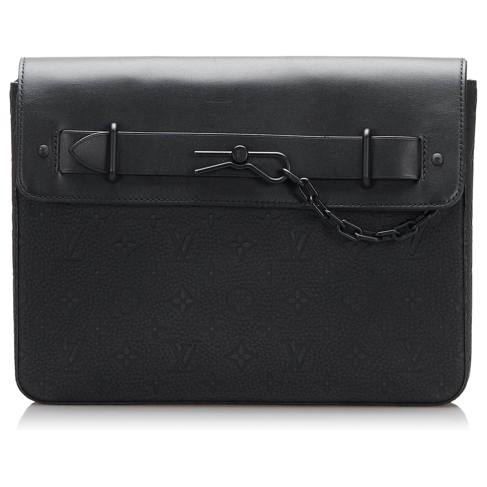 Louis Vuitton Black Monogram Taurillon Pochette Steamer Leather