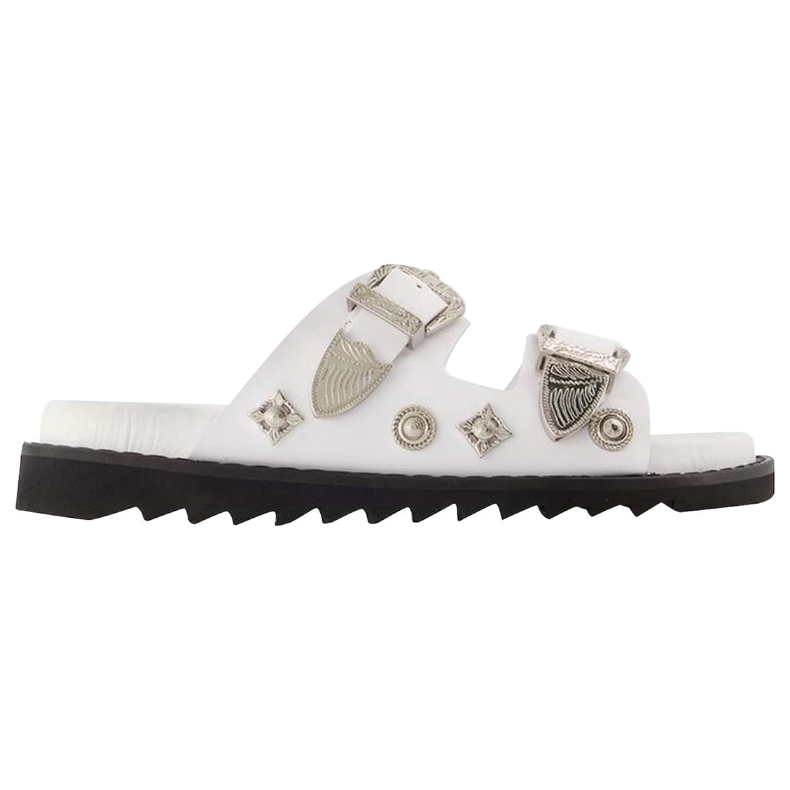 Aj844 Sandals Toga Pulla Black White Leather