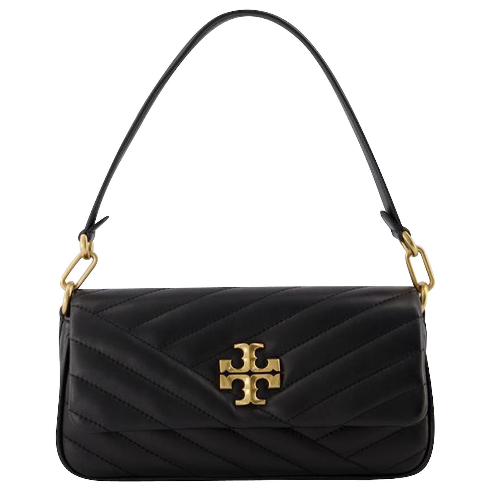 Kira Chevron Small Flap Hobo Bag - Tory Burch - Black - Leather ref ...