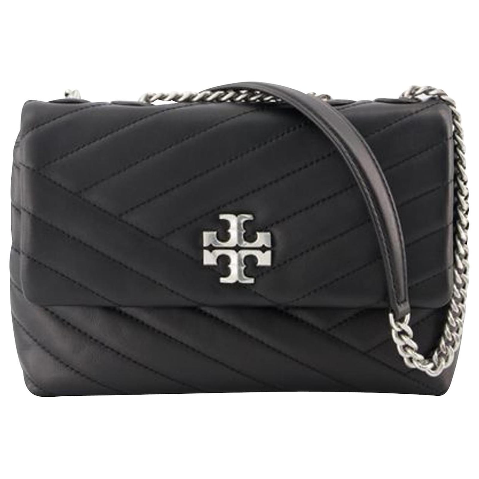Kira Chevron Small Hobo Bag - Tory Burch - Black/Rolled Nickel - Leather  ref.840921 - Joli Closet