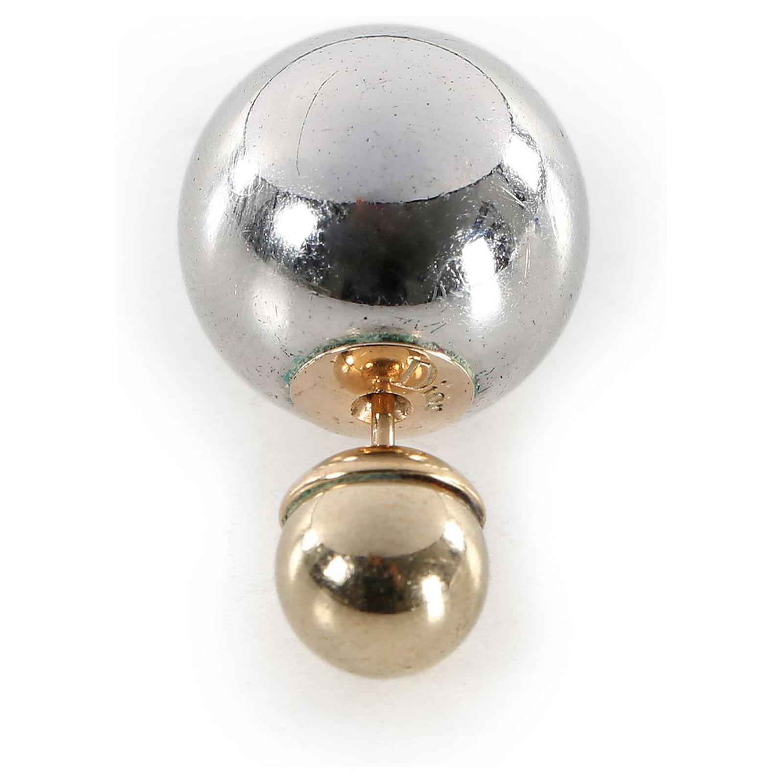 Christian Dior Gold & Silver One Side Tribal Earring Metallic Metal ref.840993 Joli Closet