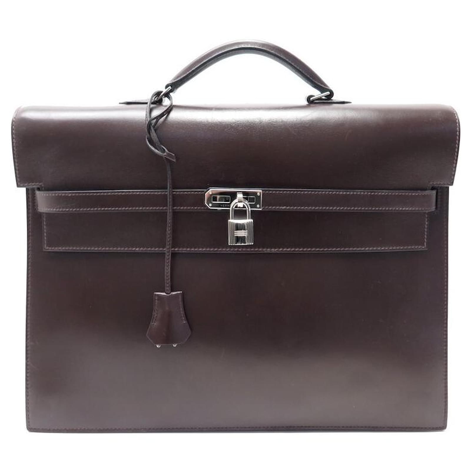 Hermès SACOCHE HERMES KELLY DEPECHES 38 EN CUIR BOX MARRON